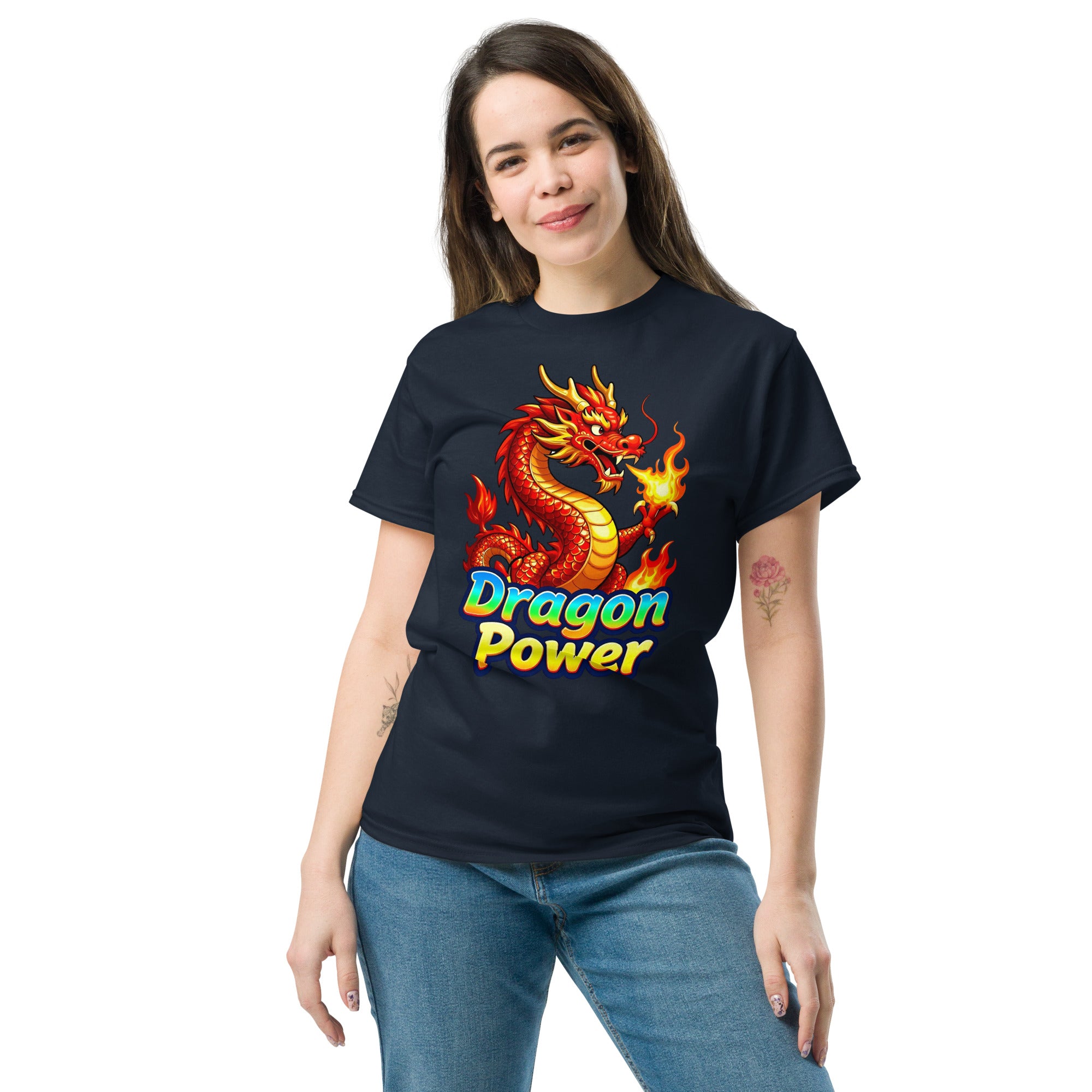 Unisex classic tee - Dragon Power Elite T-Shirt – Unleash Success Fire by printfluence.net