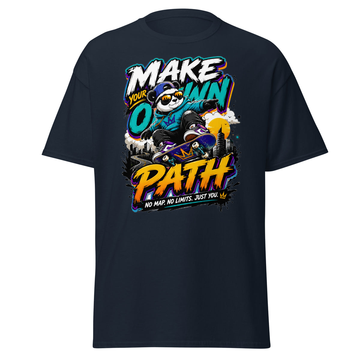 Unisex classic tee - Elite Skater Panda Make Your Own Path - Premium Urban Streetwear Graphic Design by printfluence.net