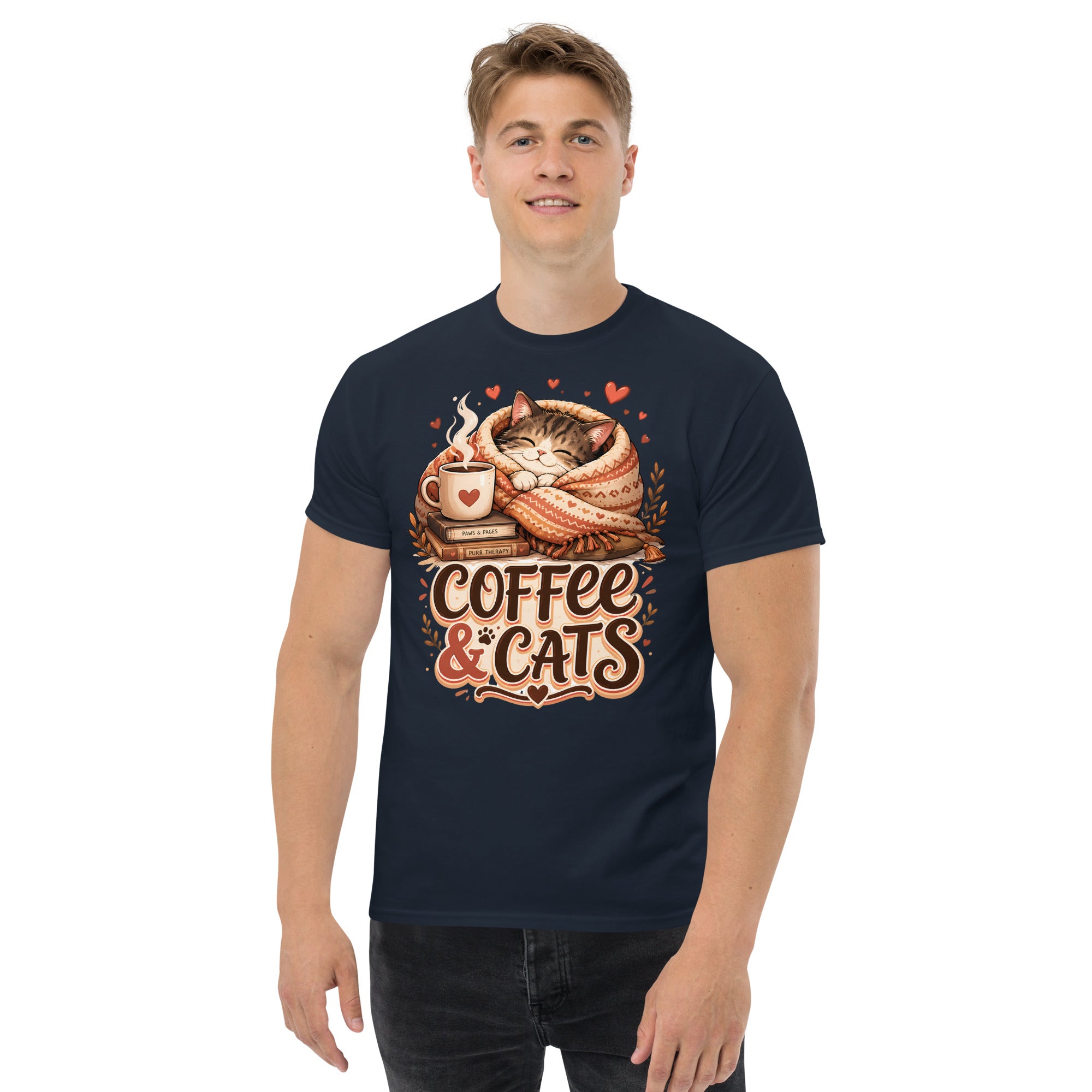 Unisex classic tee - Elite Coffee and Cats Cozy - Premium Luxury Retro Vintage Feline Design by printfluence.net