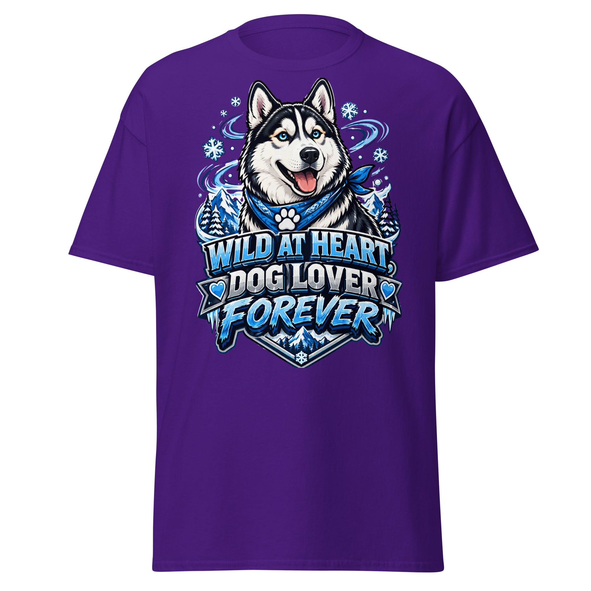 Wild at Heart Dog Lover Forever Siberian Husky Unisex Classic Tee - Cool Blue Ice Graphic T-Shirt by printfluence.net