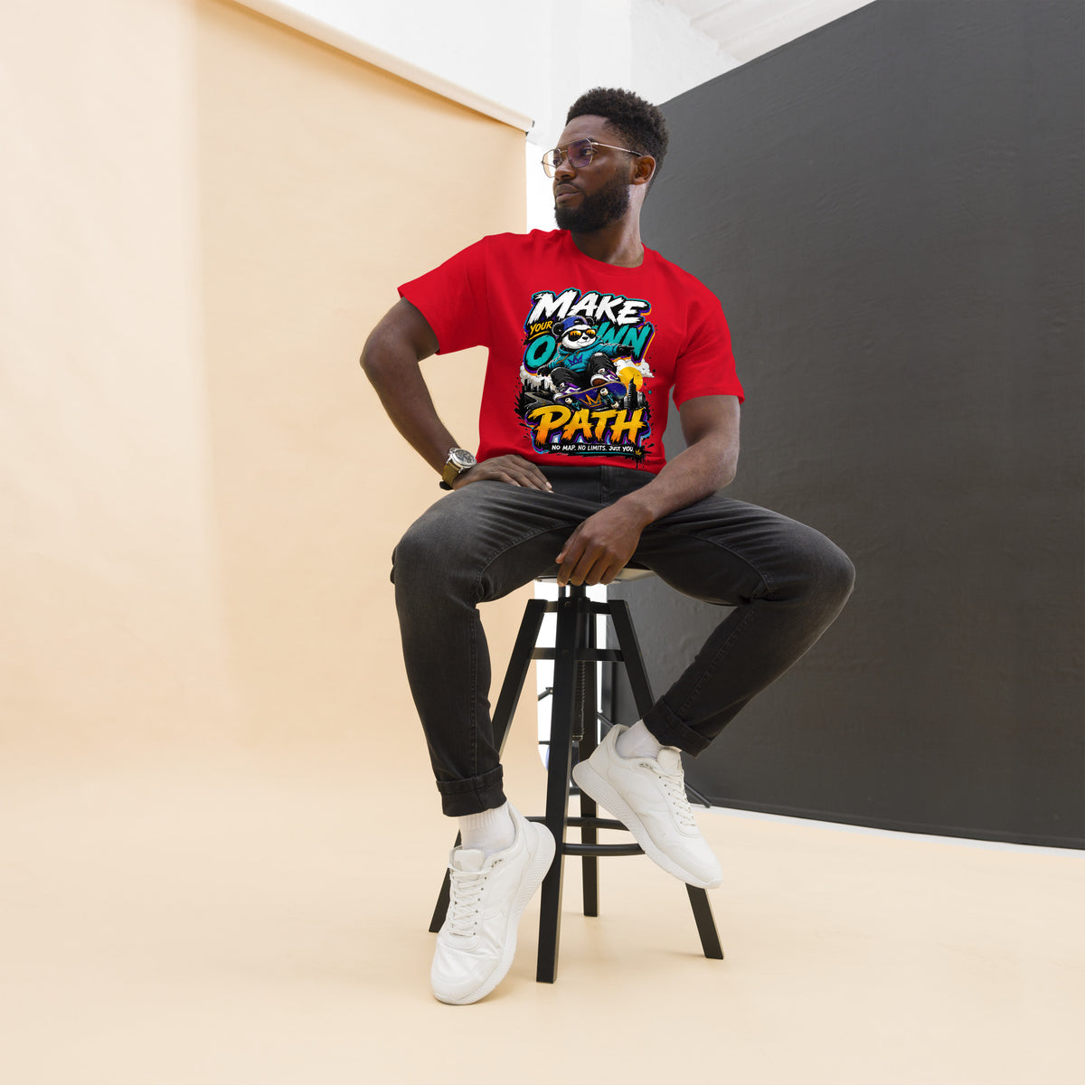 Unisex classic tee - Elite Skater Panda Make Your Own Path - Premium Urban Streetwear Graphic Design by printfluence.net