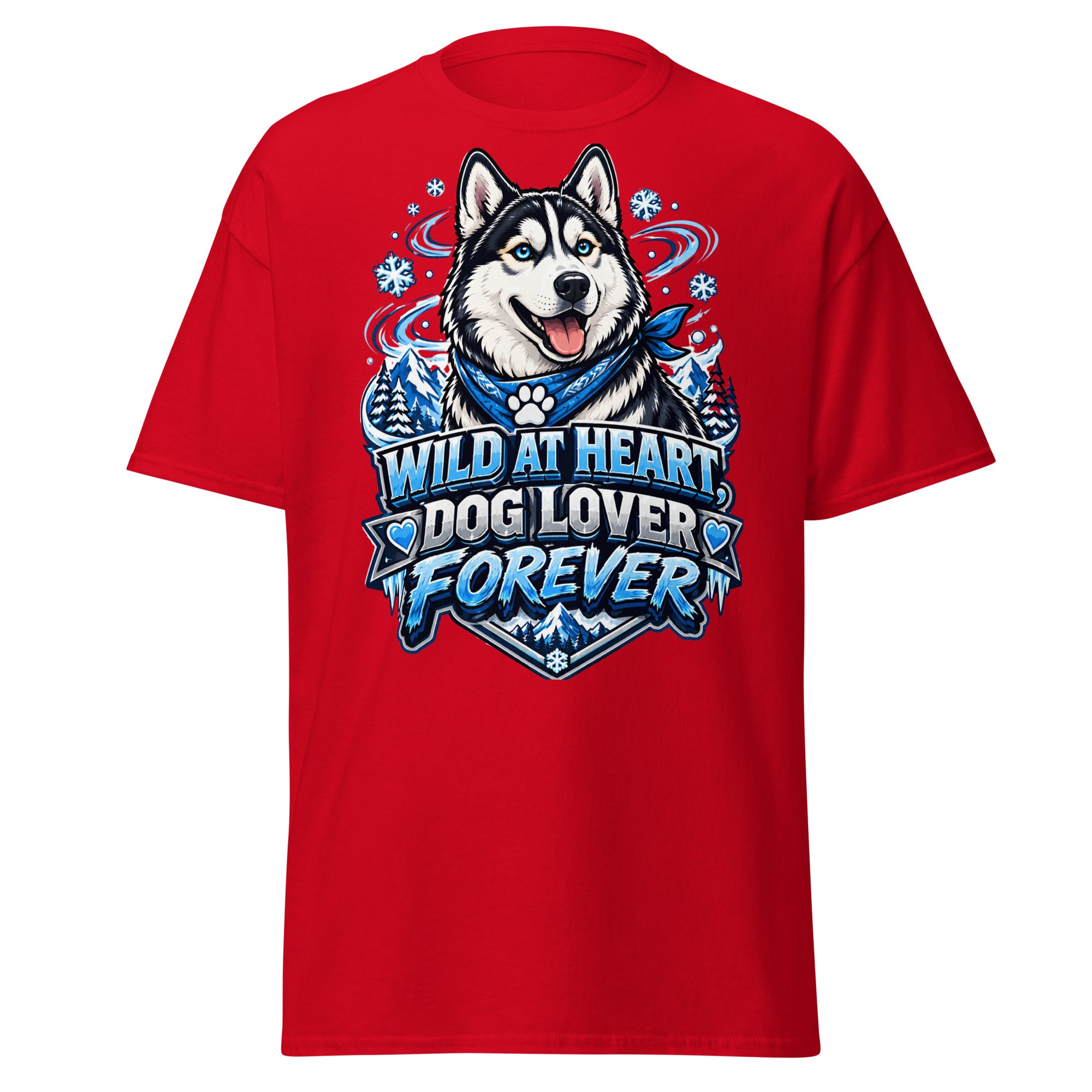 Wild at Heart Dog Lover Forever Siberian Husky Unisex Classic Tee - Cool Blue Ice Graphic T-Shirt by printfluence.net