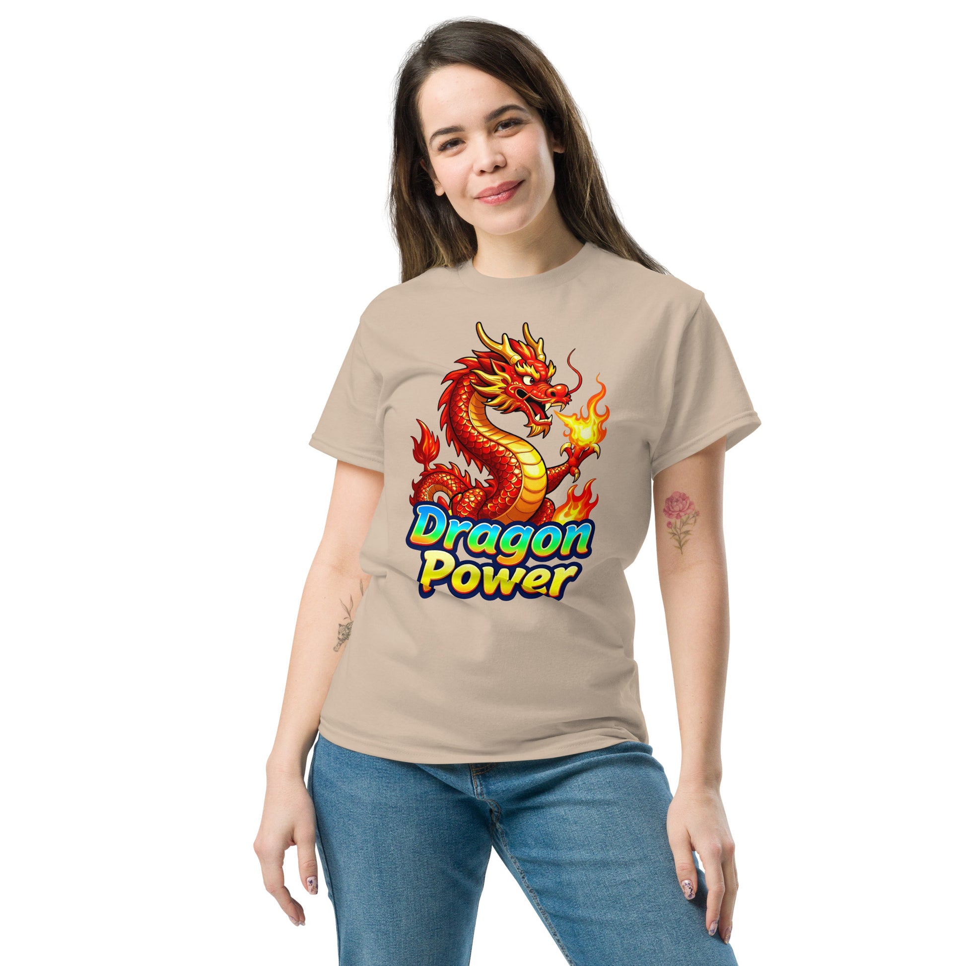 Unisex classic tee - Dragon Power Elite T-Shirt – Unleash Success Fire by printfluence.net