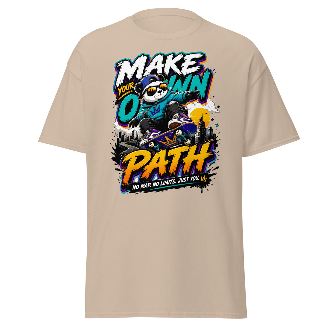 Unisex classic tee - Elite Skater Panda Make Your Own Path - Premium Urban Streetwear Graphic Design by printfluence.net