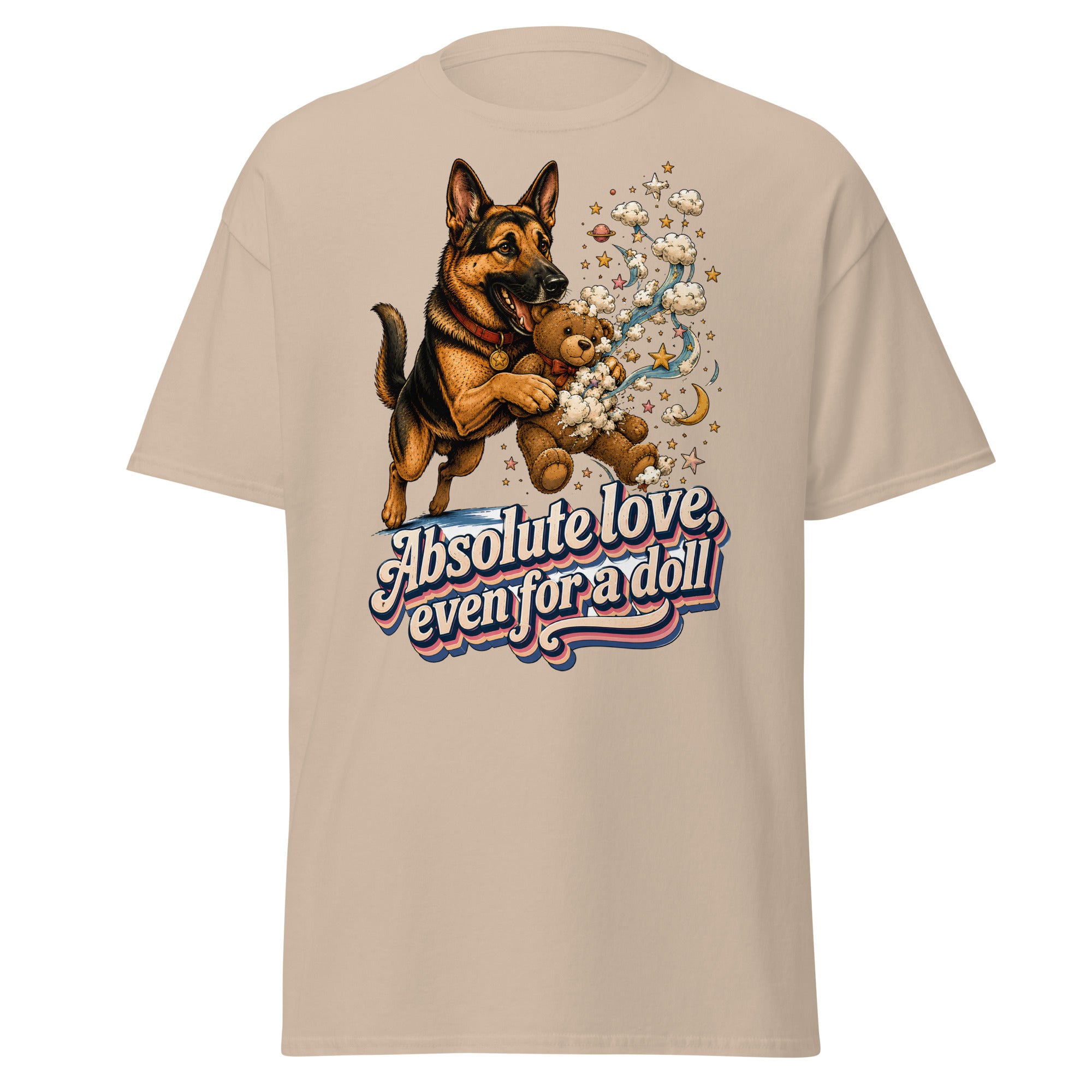 German Shepherd Lovers Unisex Classic Tee Absolute Love – Playful Canine Whimsical Art Shirt by printfluence.net