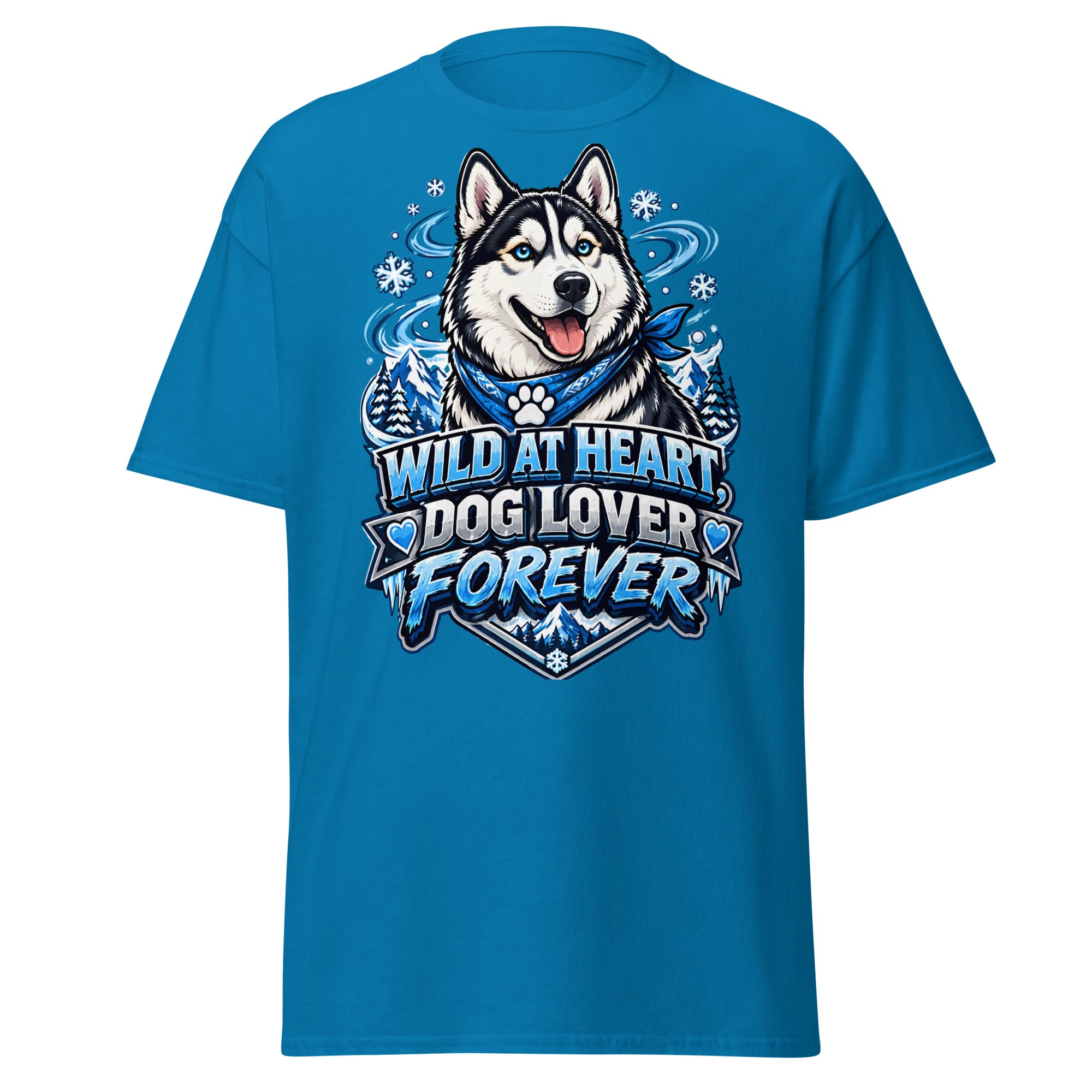 Wild at Heart Dog Lover Forever Siberian Husky Unisex Classic Tee - Cool Blue Ice Graphic T-Shirt by printfluence.net
