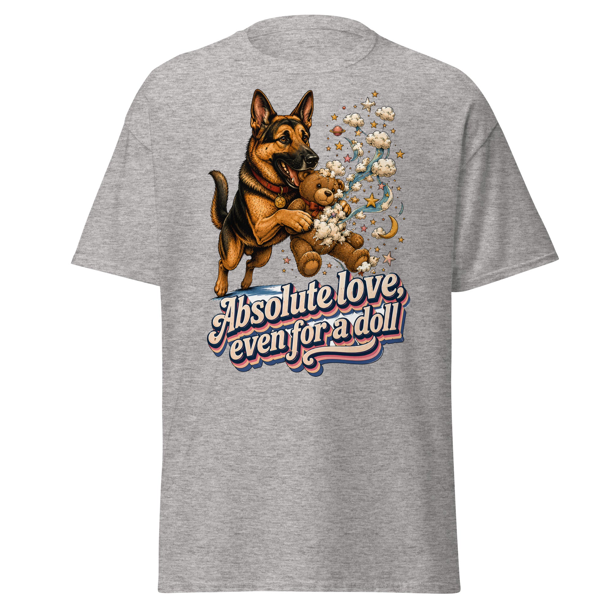 German Shepherd Lovers Unisex Classic Tee Absolute Love – Playful Canine Whimsical Art Shirt by printfluence.net