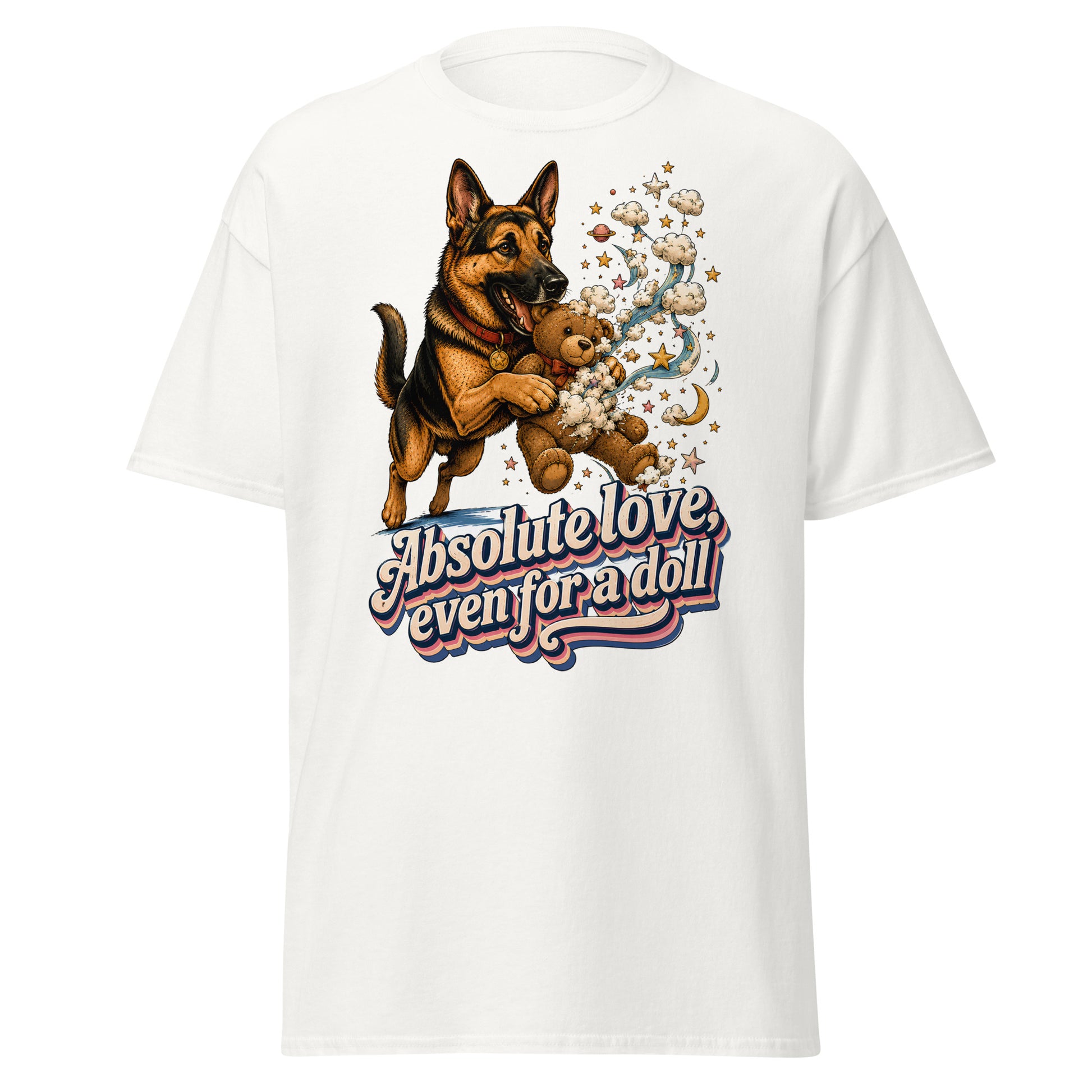 German Shepherd Lovers Unisex Classic Tee Absolute Love – Playful Canine Whimsical Art Shirt by printfluence.net