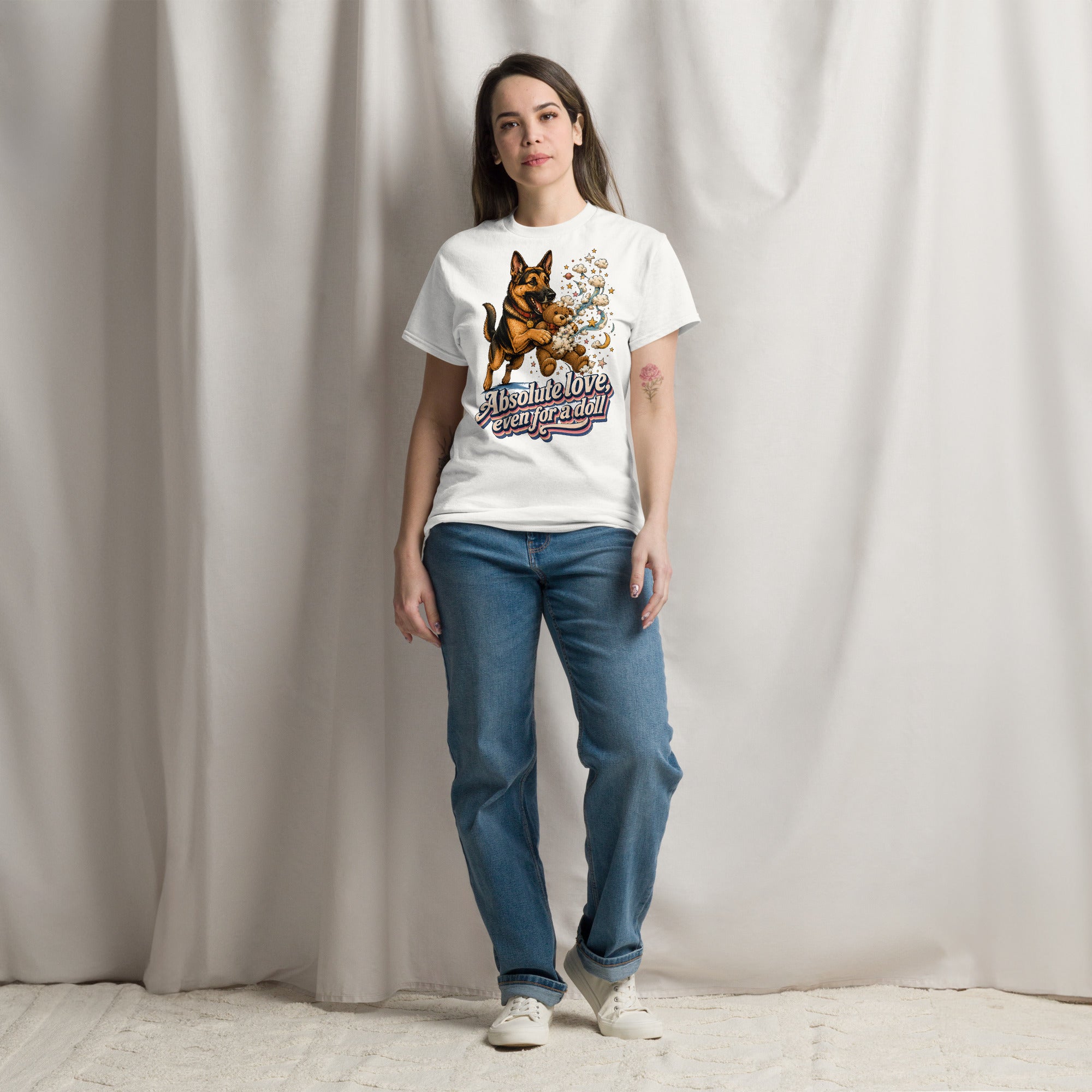 German Shepherd Lovers Unisex Classic Tee Absolute Love – Playful Canine Whimsical Art Shirt by printfluence.net
