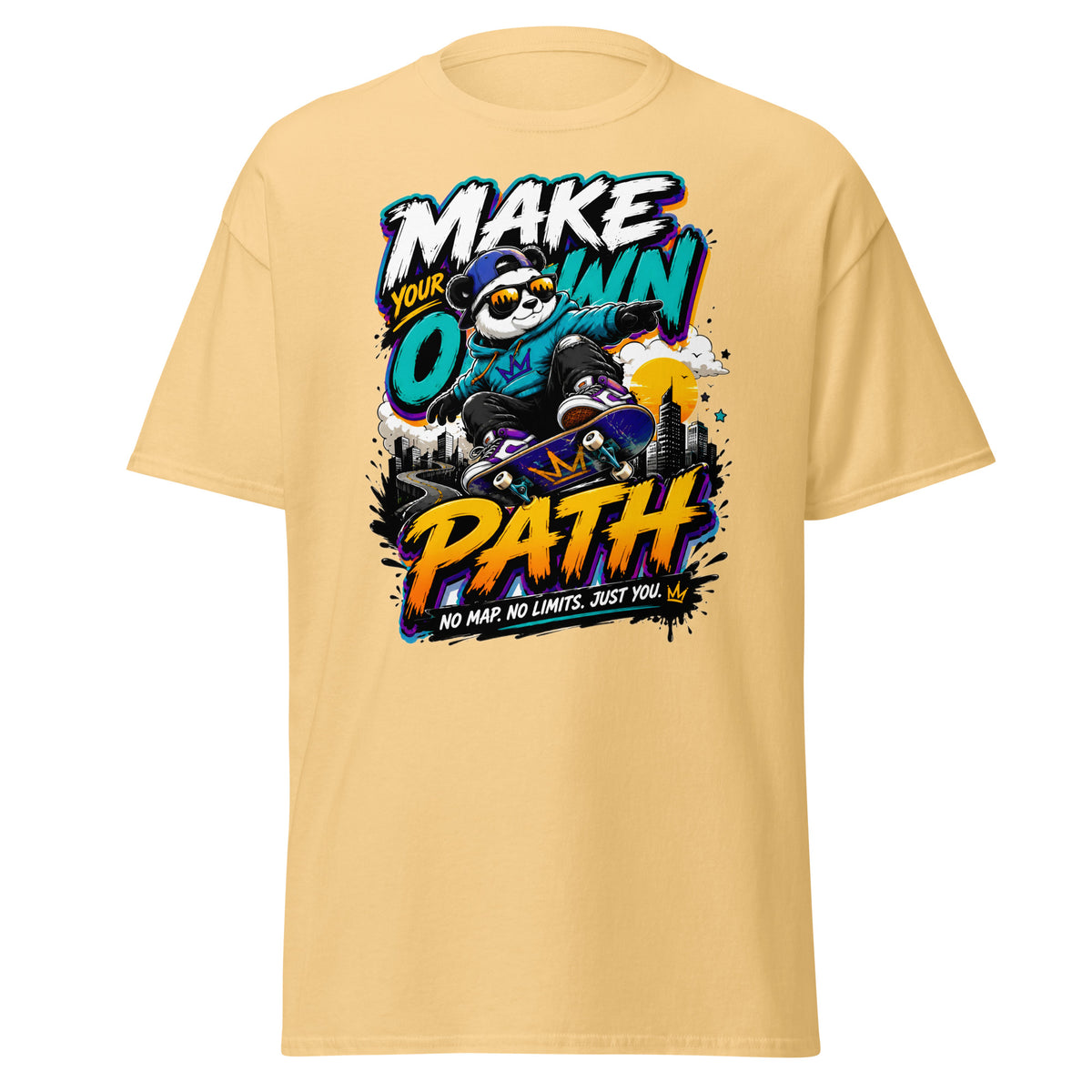 Unisex classic tee - Elite Skater Panda Make Your Own Path - Premium Urban Streetwear Graphic Design by printfluence.net