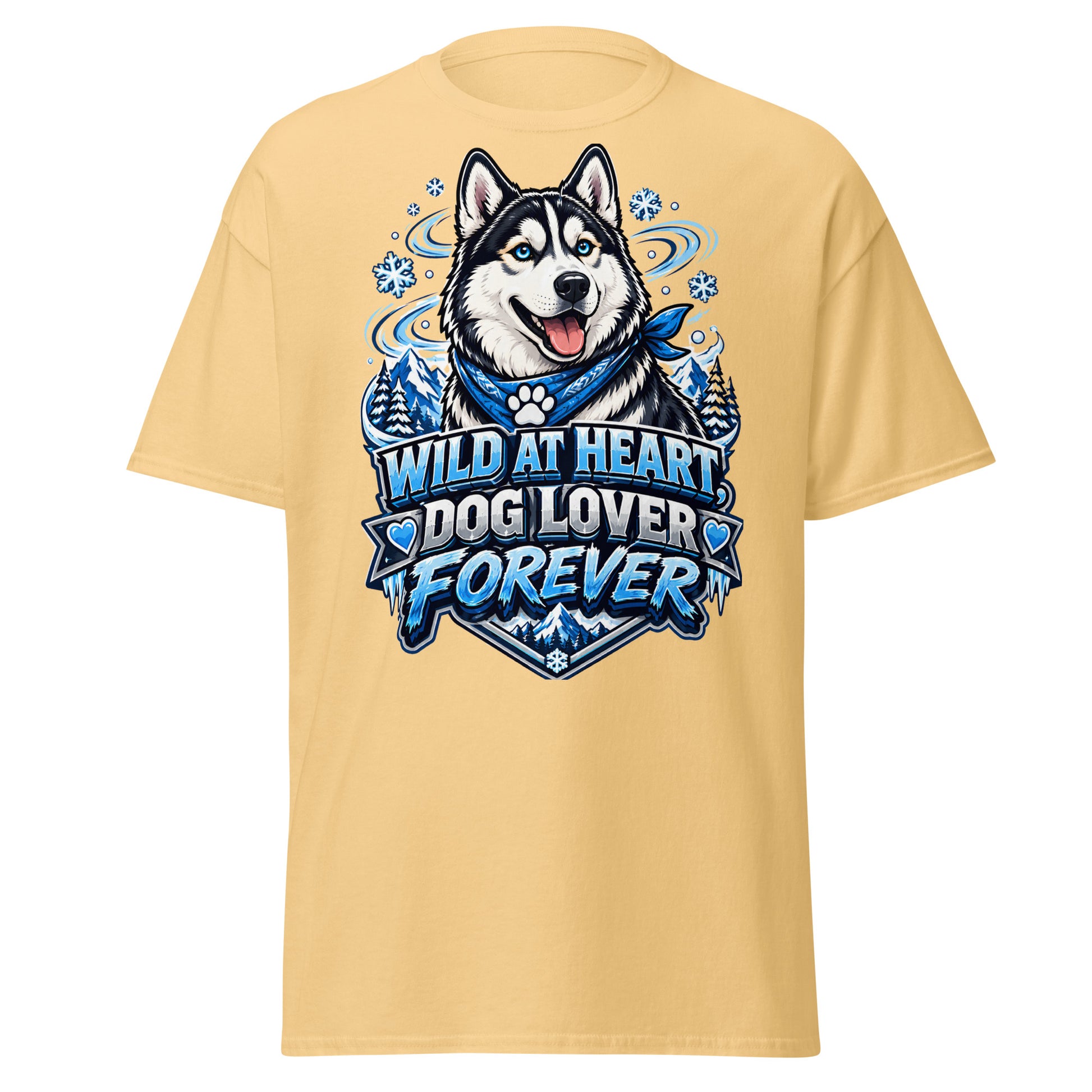 Wild at Heart Dog Lover Forever Siberian Husky Unisex Classic Tee - Cool Blue Ice Graphic T-Shirt by printfluence.net