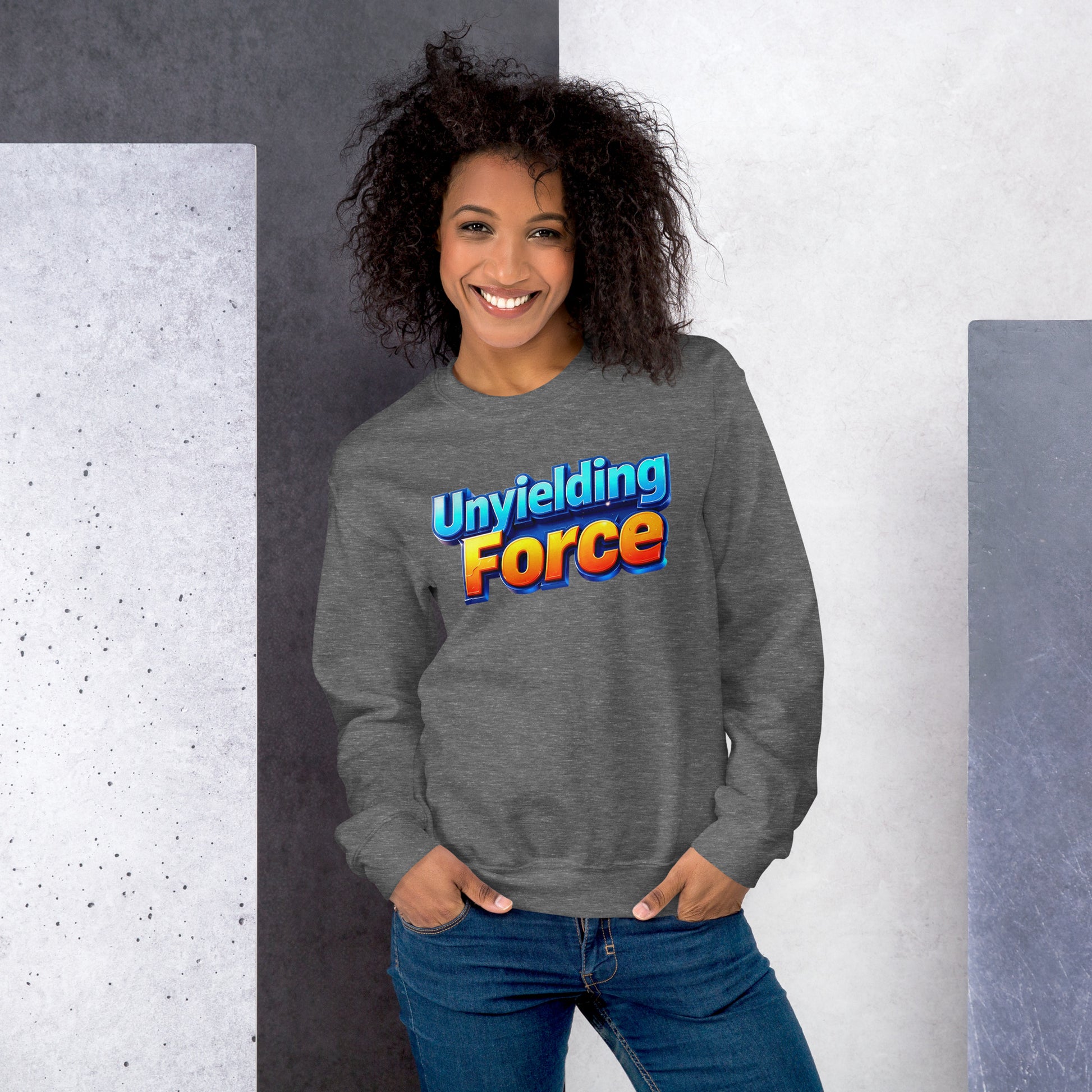 Unisex Sweatshirt - Unyielding Force Unisex Sweatshirt – Pure Power Cozy Grind by printfluence.net