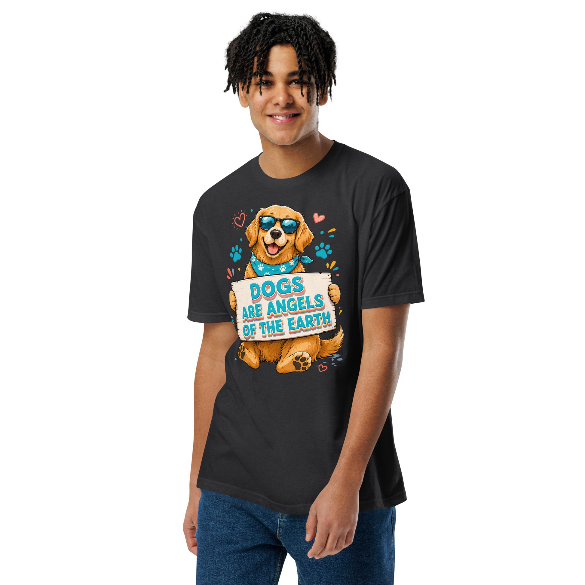 Elite Dogs Are Angels - Premium Luxury Golden Retriever Dog Lovers Fitted T-shirt by printfluence.net