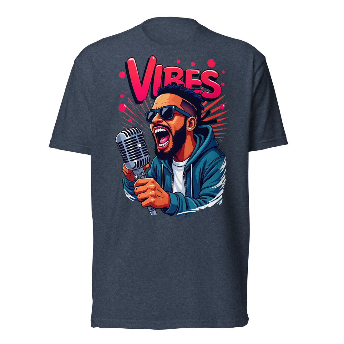 Unisex Fitted T-Shirt - Next Level 6210 - VIBES Denim Singer T-Shirt – Unisex Fitted Music Graphic by printfluence.net