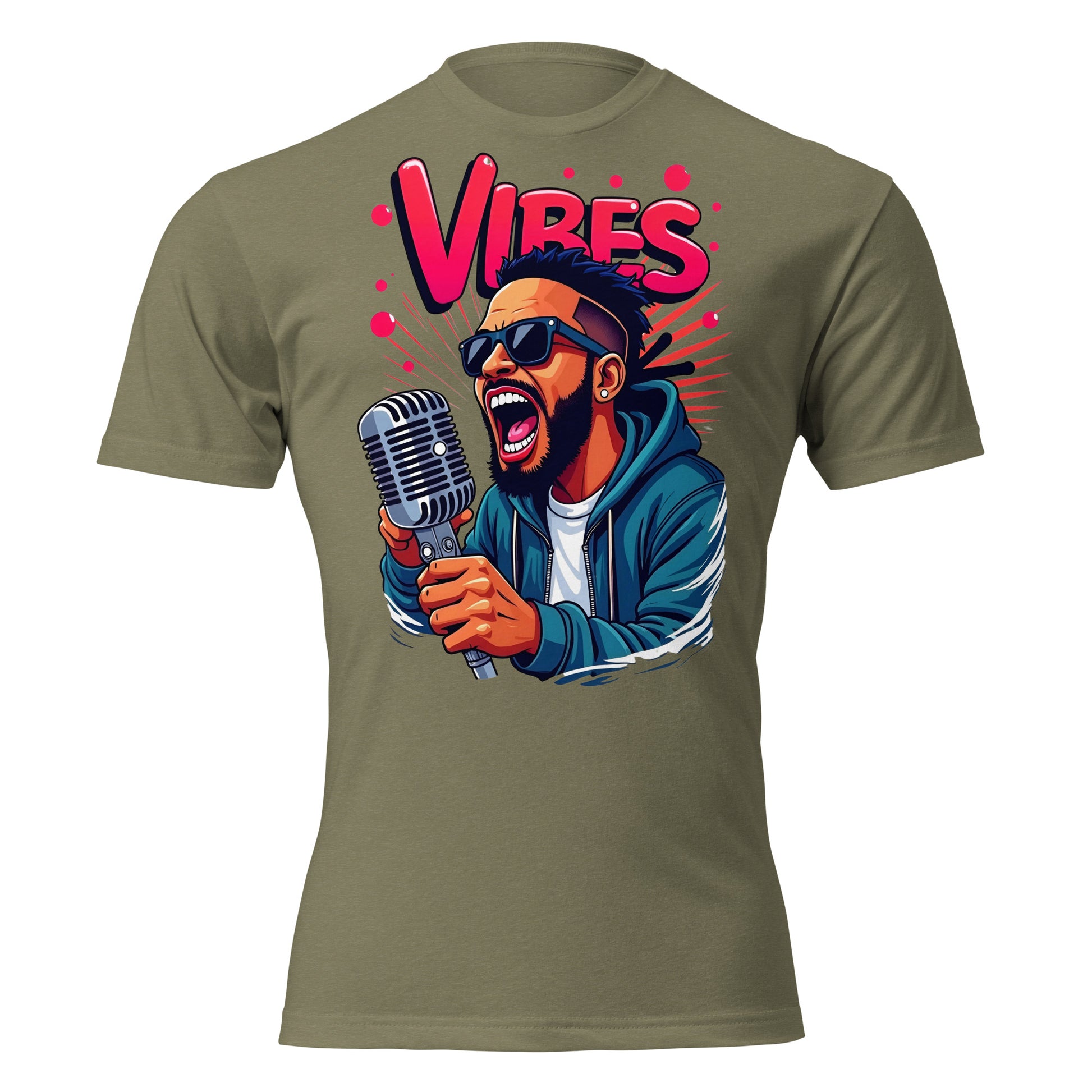Unisex Fitted T-Shirt - Next Level 6210 - VIBES Denim Singer T-Shirt – Unisex Fitted Music Graphic by printfluence.net
