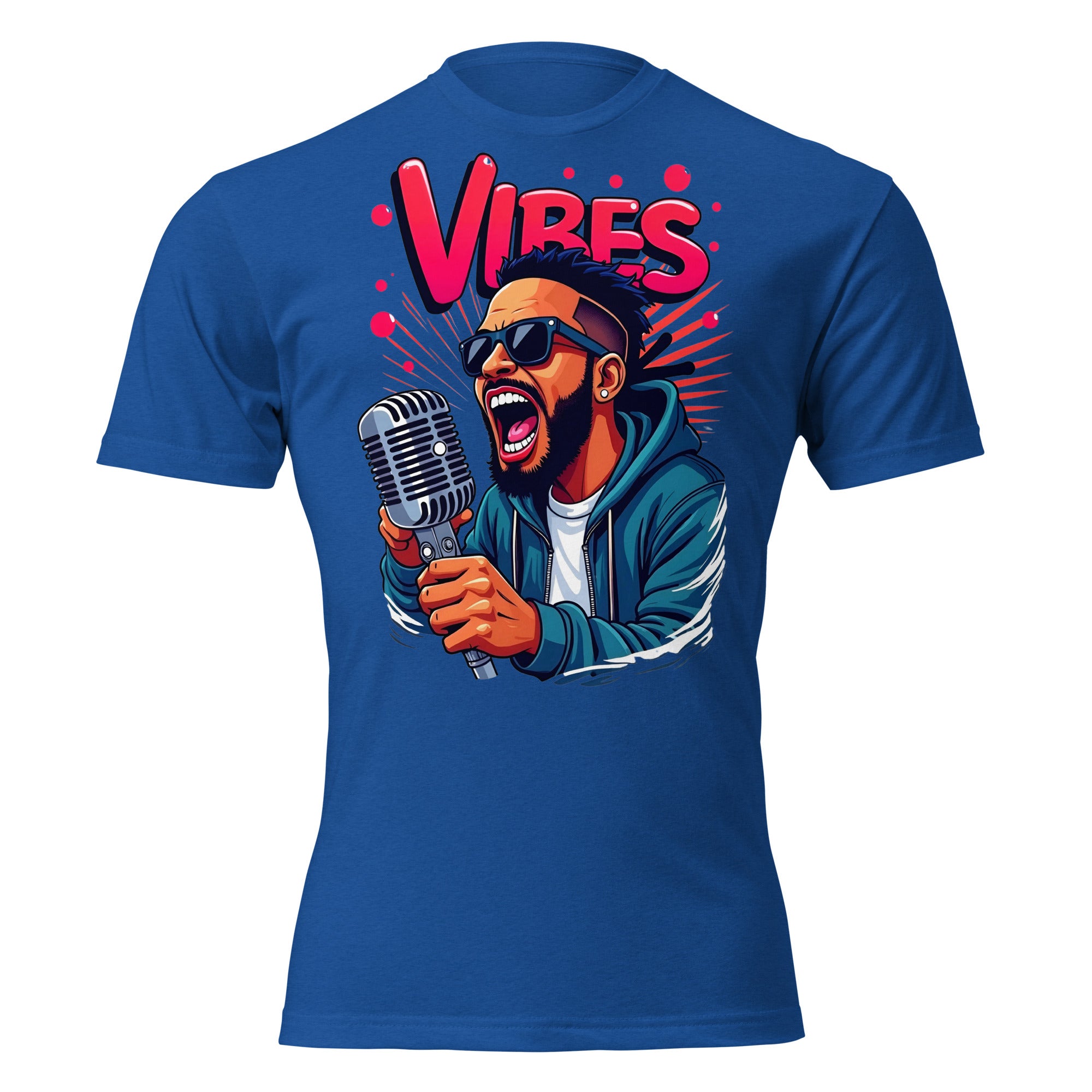 Unisex Fitted T-Shirt - Next Level 6210 - VIBES Denim Singer T-Shirt – Unisex Fitted Music Graphic by printfluence.net