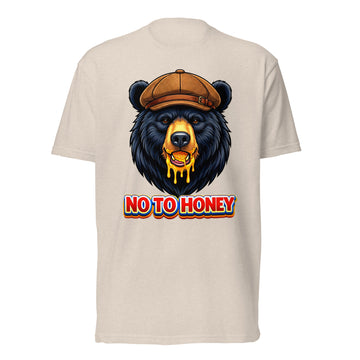 Unisex Fitted T-Shirt - Next Level 6210 - "No To Honey" Gentleman Bear Graphic T-Shirt – Retro Streetwear Style by printfluence.net