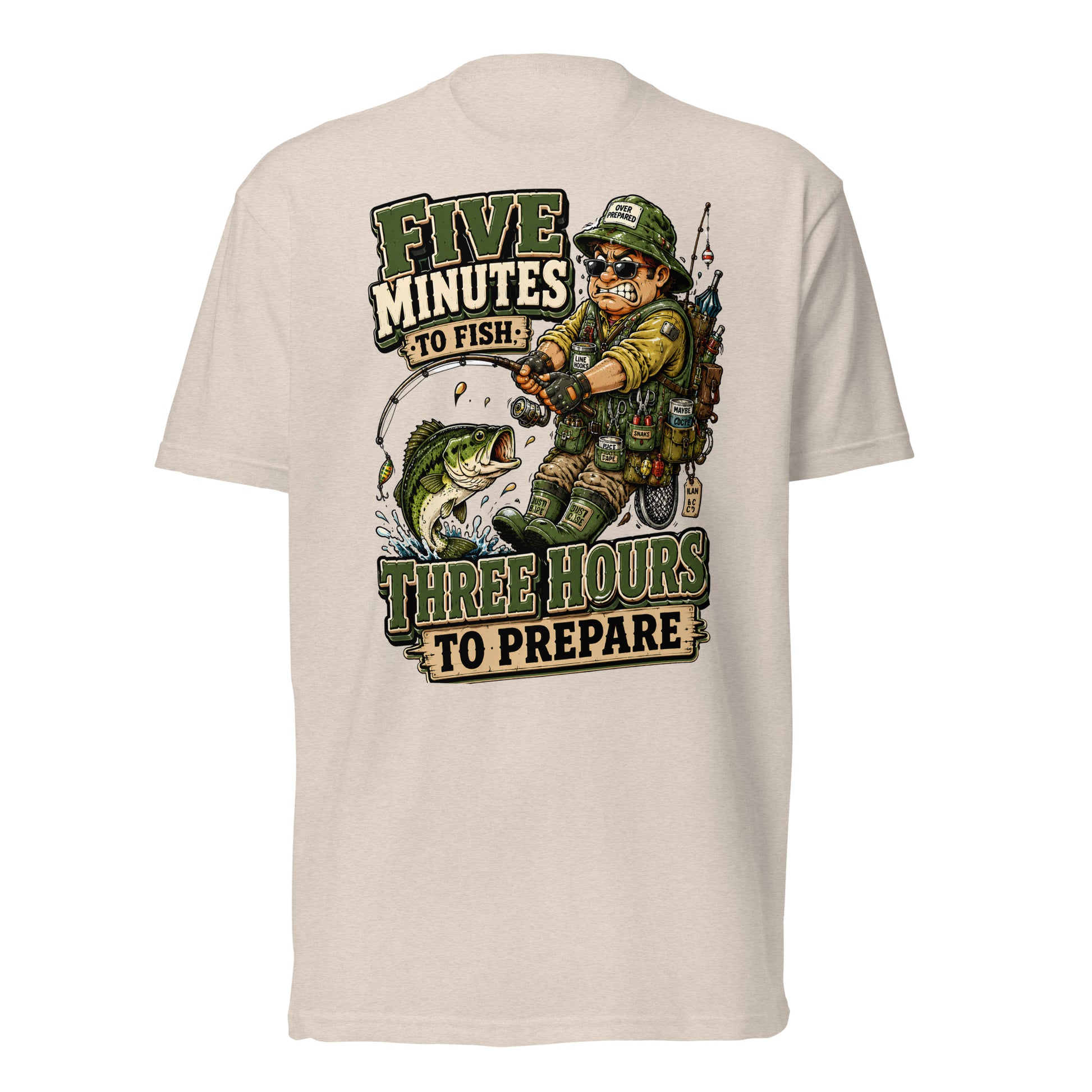 Three Hours To Prepare T-Shirt - Funny Bass Fishing Lovers Fitted Graphic Tee by printfluence.net