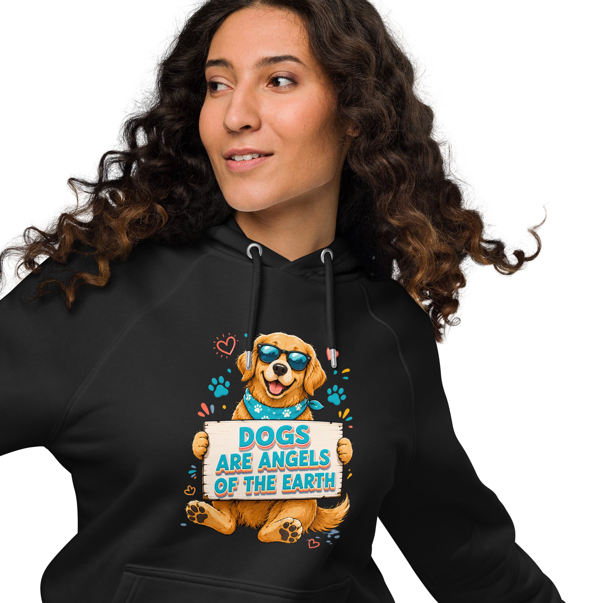 Elite Dogs Are Angels - Premium Luxury Golden Retriever Dog Lovers Eco Raglan Hoodie by printfluence.net