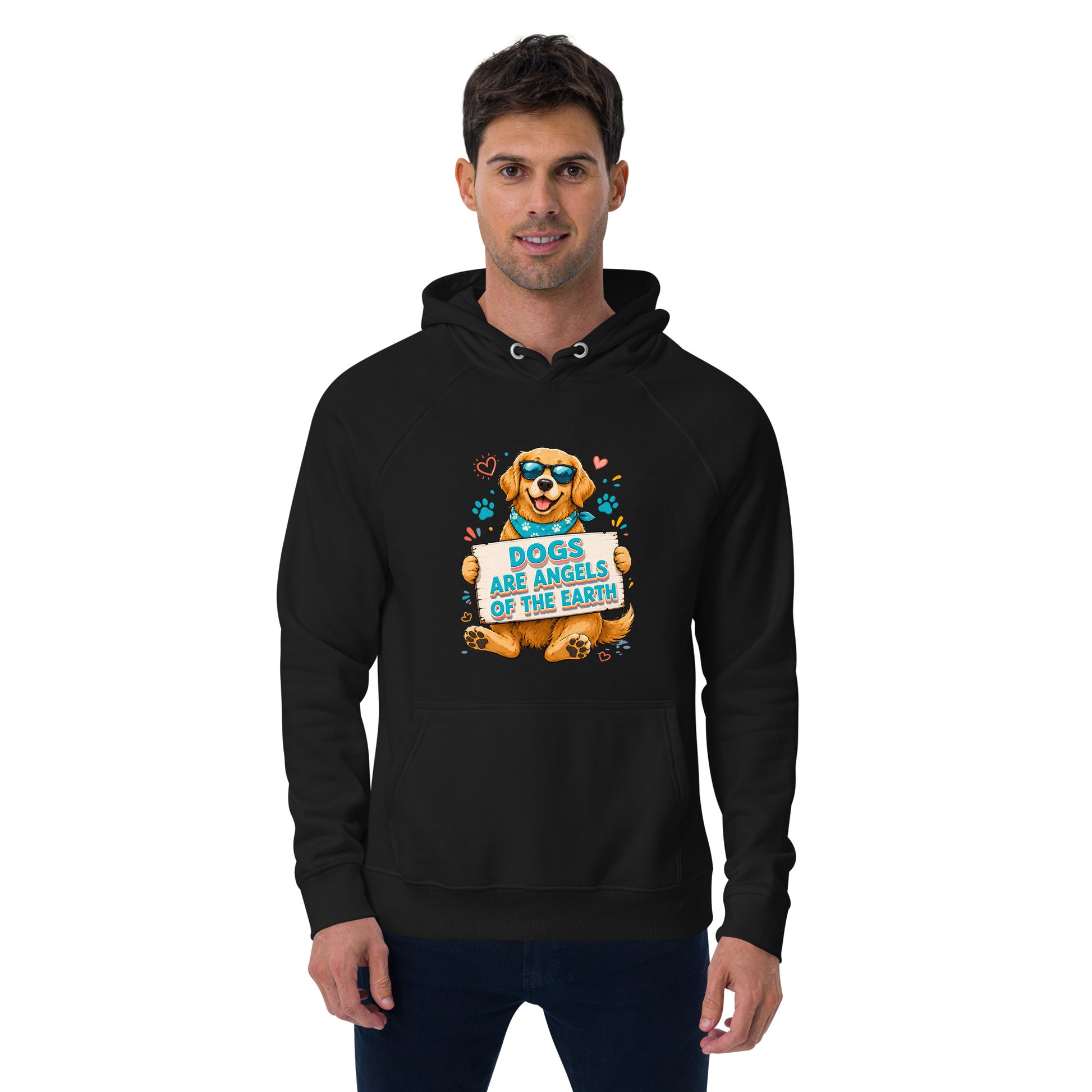 Elite Dogs Are Angels - Premium Luxury Golden Retriever Dog Lovers Eco Raglan Hoodie by printfluence.net