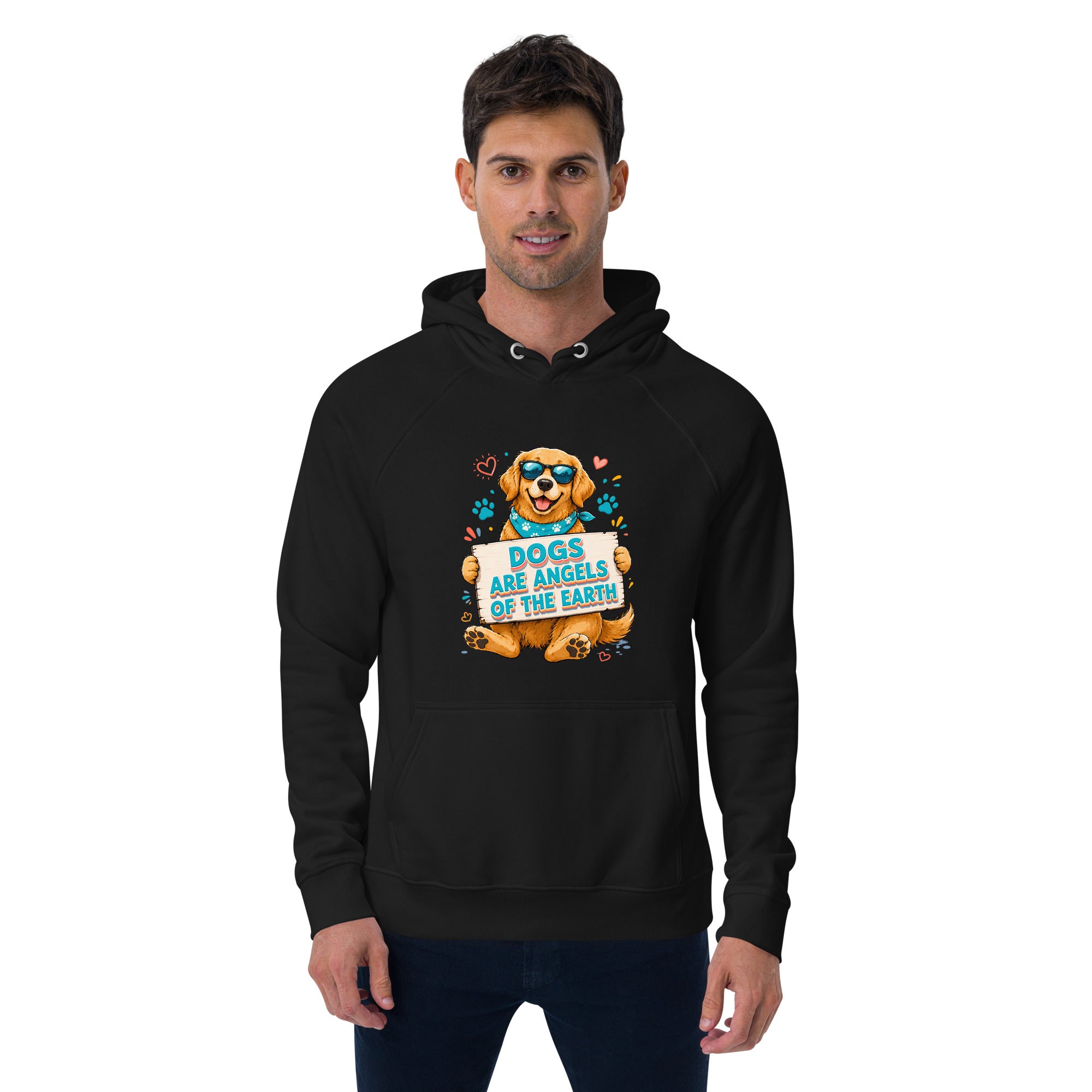 Elite Dogs Are Angels - Premium Luxury Golden Retriever Dog Lovers Eco Raglan Hoodie by printfluence.net