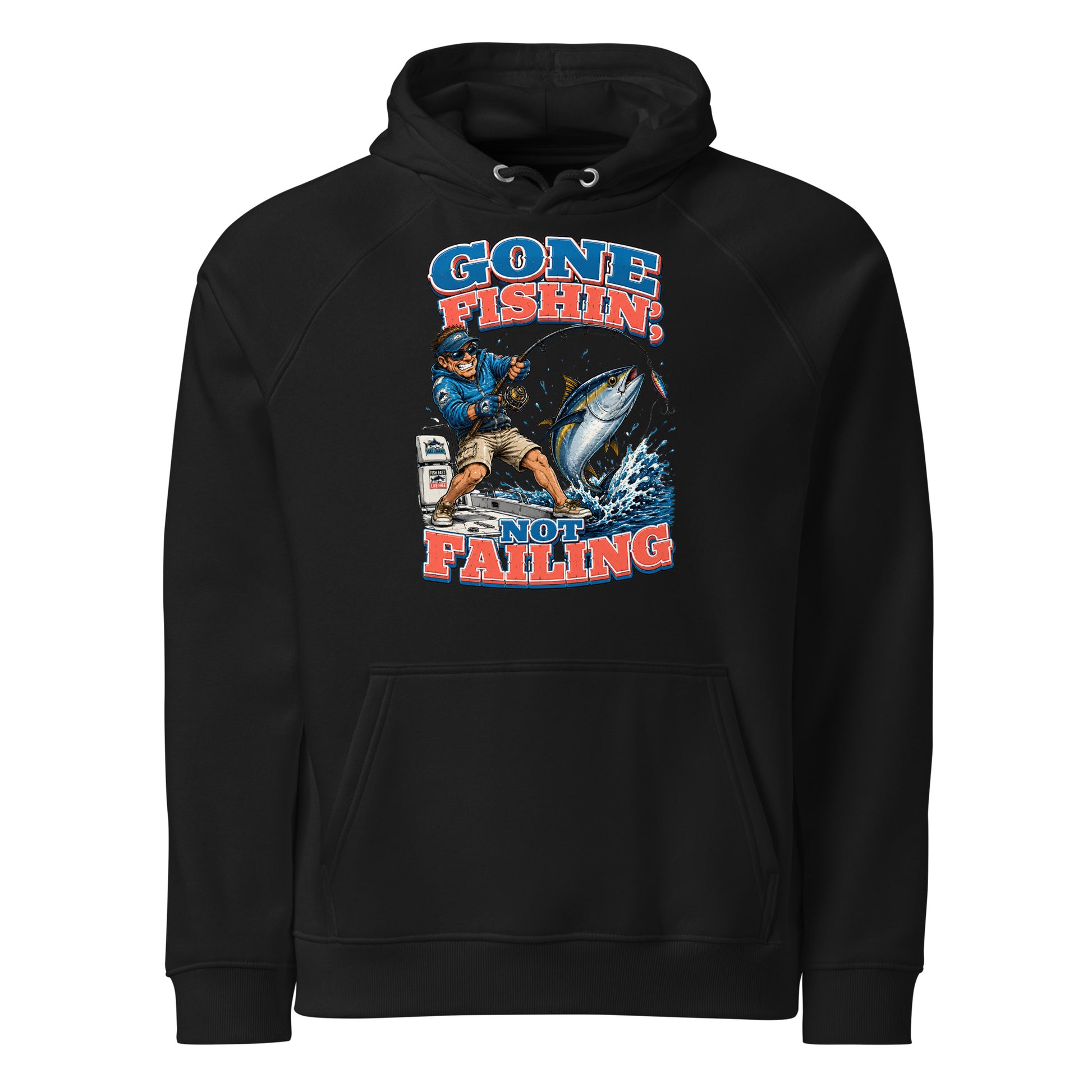 Gone Fishin Not Failing Eco Raglan Hoodie - Premium Fishing Lovers Graphic Sweatshirt for Anglers by printfluence.net