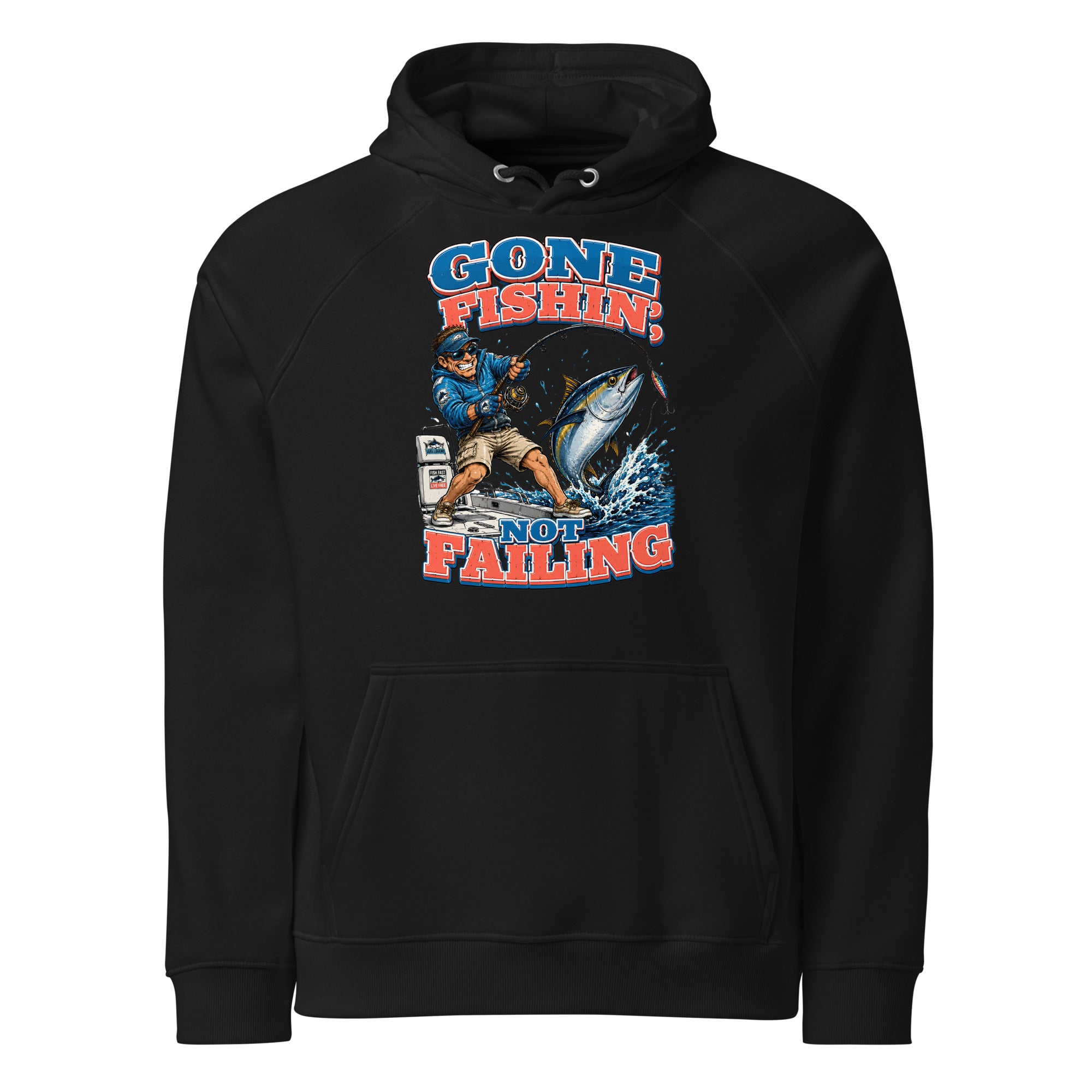 Gone Fishin Not Failing Eco Raglan Hoodie - Premium Fishing Lovers Graphic Sweatshirt for Anglers by printfluence.net