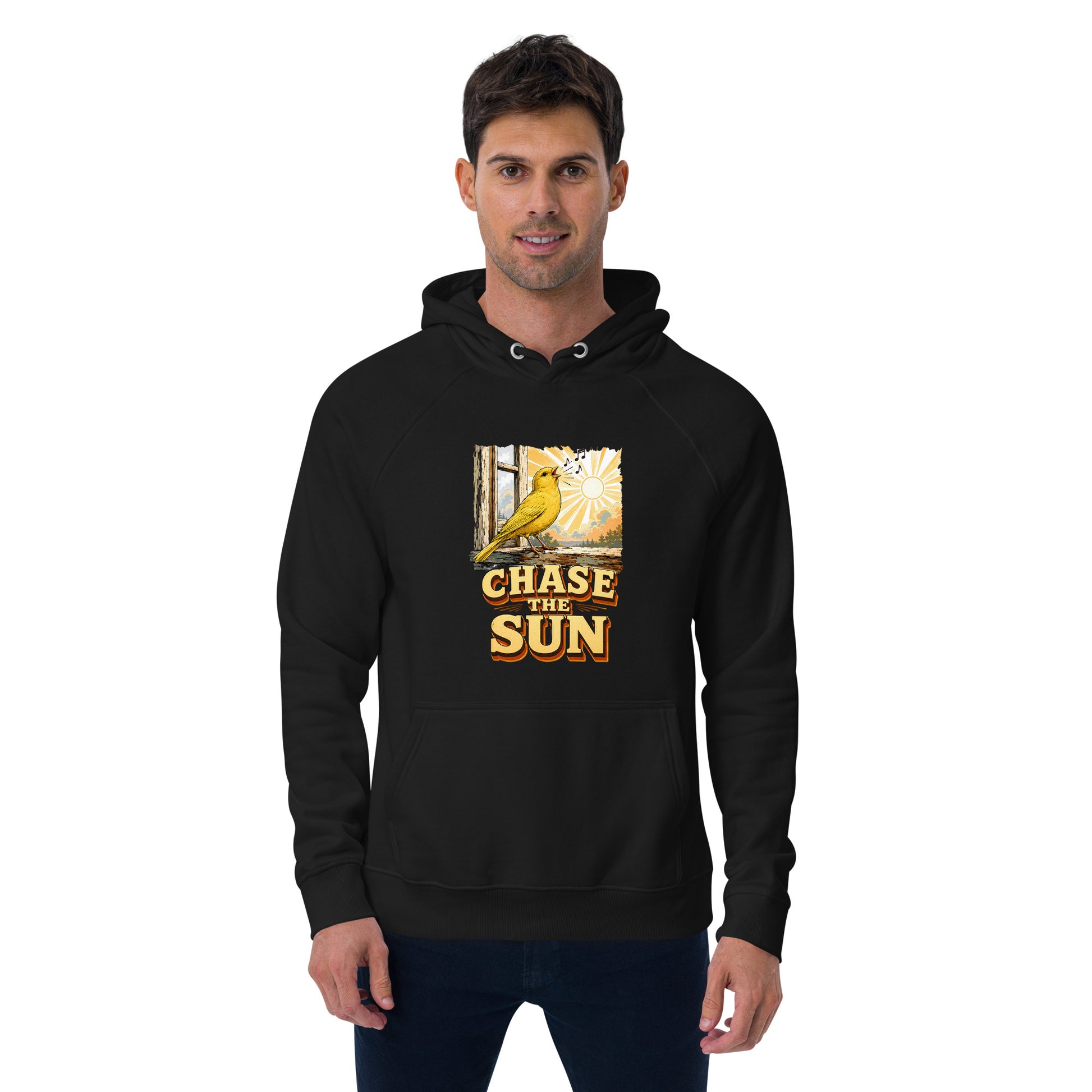 Vintage Chase The Sun Eco Raglan Hoodie Canary Lovers Hooded Sweatshirt H18 by printfluence.net