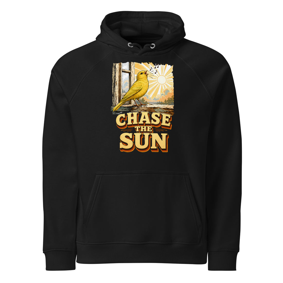 Vintage Chase The Sun Eco Raglan Hoodie Canary Lovers Hooded Sweatshirt H18 by printfluence.net