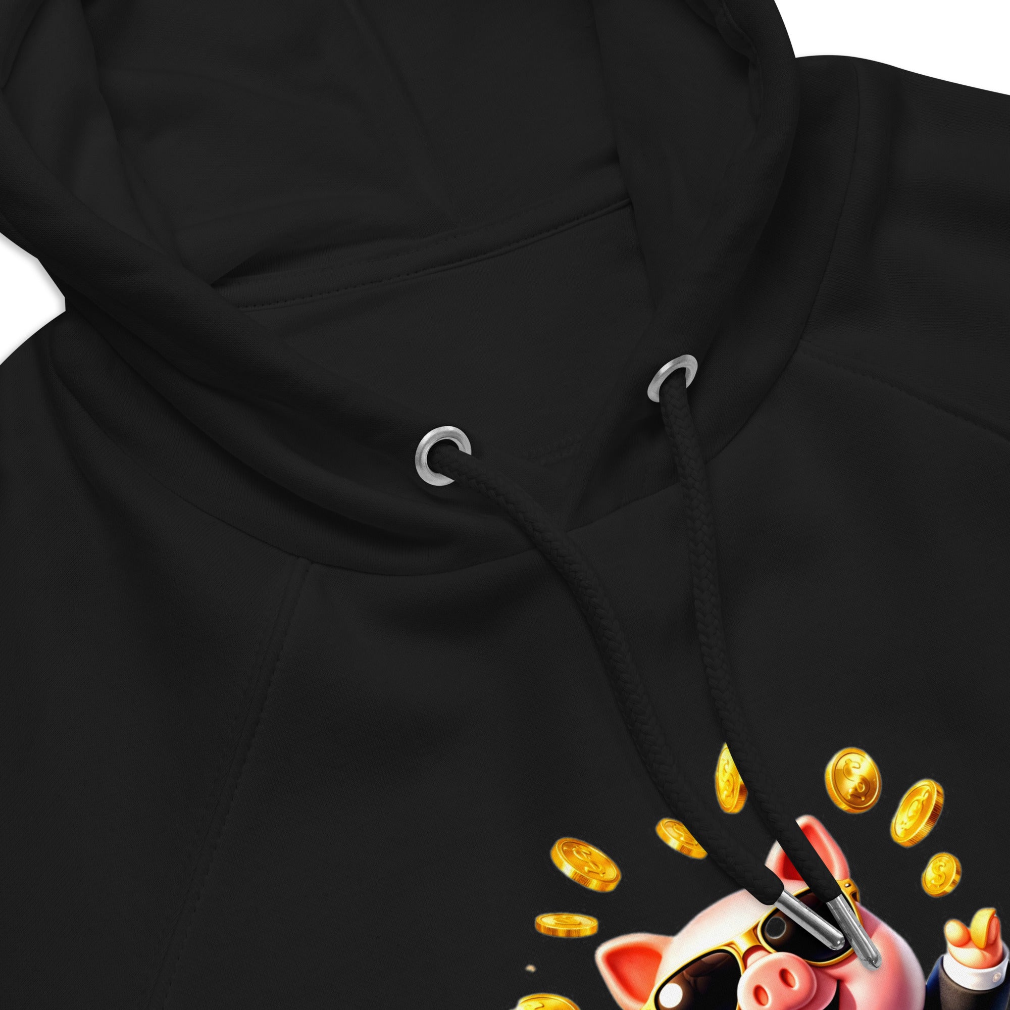 Unisex eco raglan hoodie - The Boss Pig: "CASH ONLY" Wealth & Hustle Unisex Eco Raglan Hoodie 🐷💸 by printfluence.net