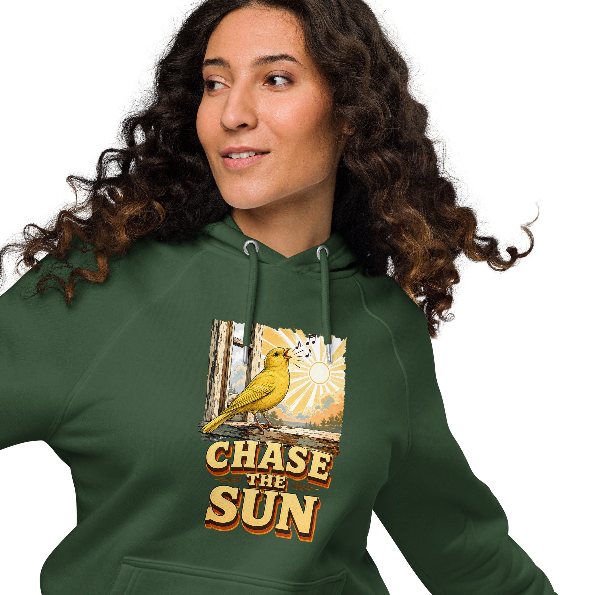 Vintage Chase The Sun Eco Raglan Hoodie Canary Lovers Hooded Sweatshirt H18 by printfluence.net