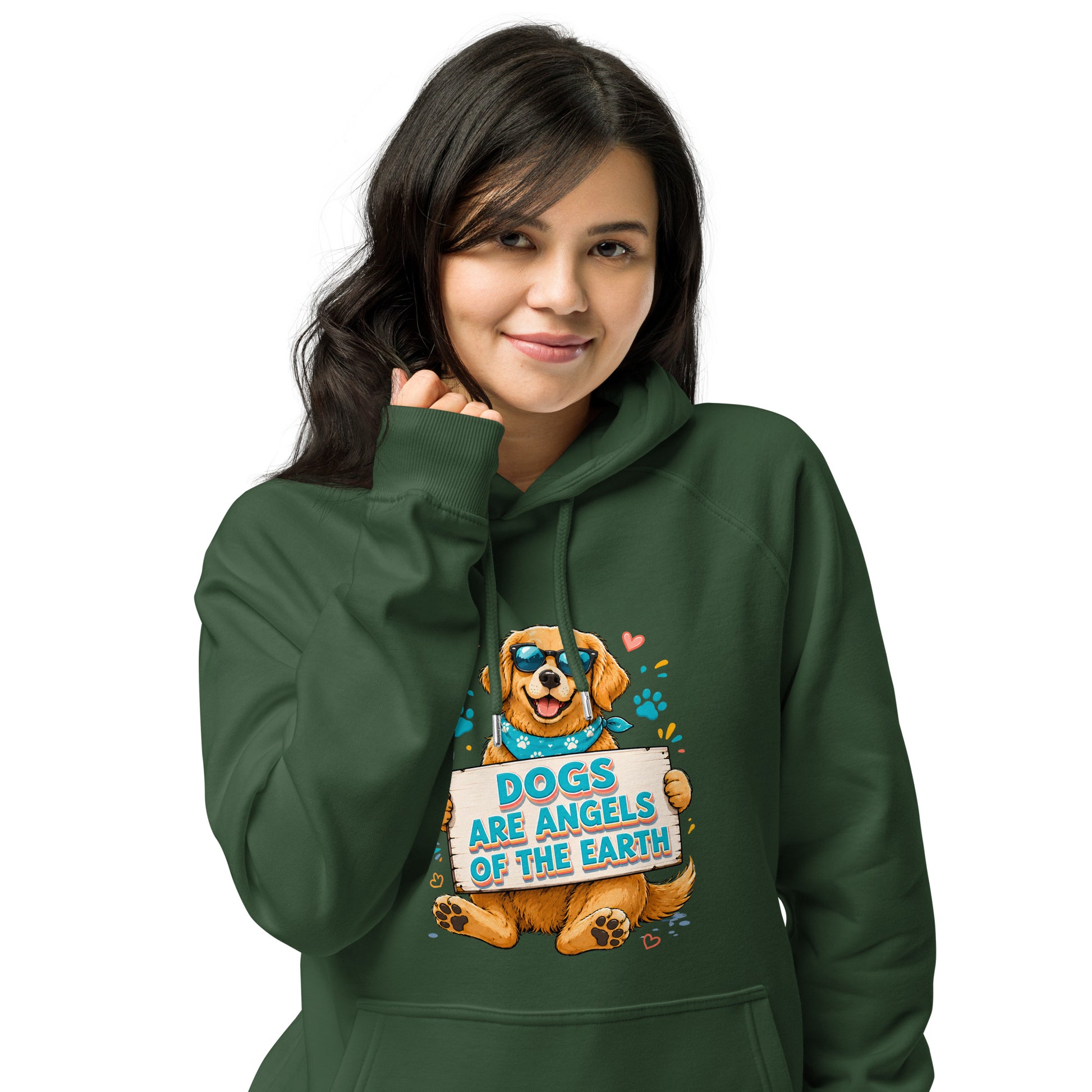 Elite Dogs Are Angels - Premium Luxury Golden Retriever Dog Lovers Eco Raglan Hoodie by printfluence.net