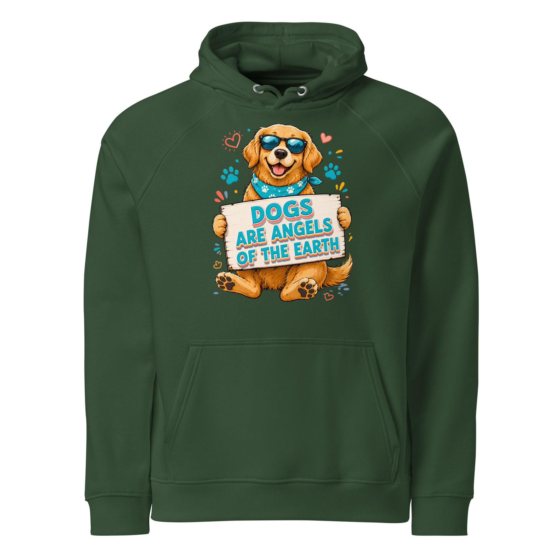 Elite Dogs Are Angels - Premium Luxury Golden Retriever Dog Lovers Eco Raglan Hoodie by printfluence.net