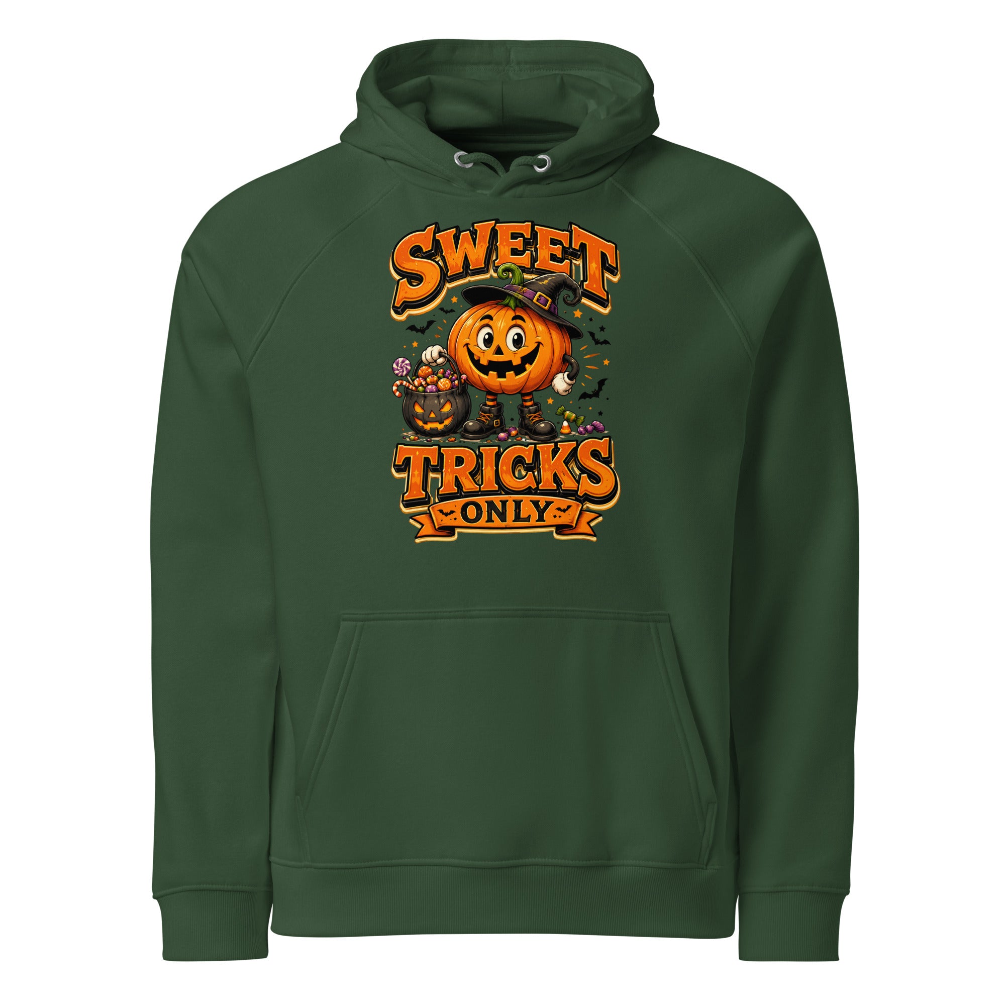 Vintage Halloween Pumpkin Horror & Mystery Unisex Eco Raglan Hoodie by printfluence.net