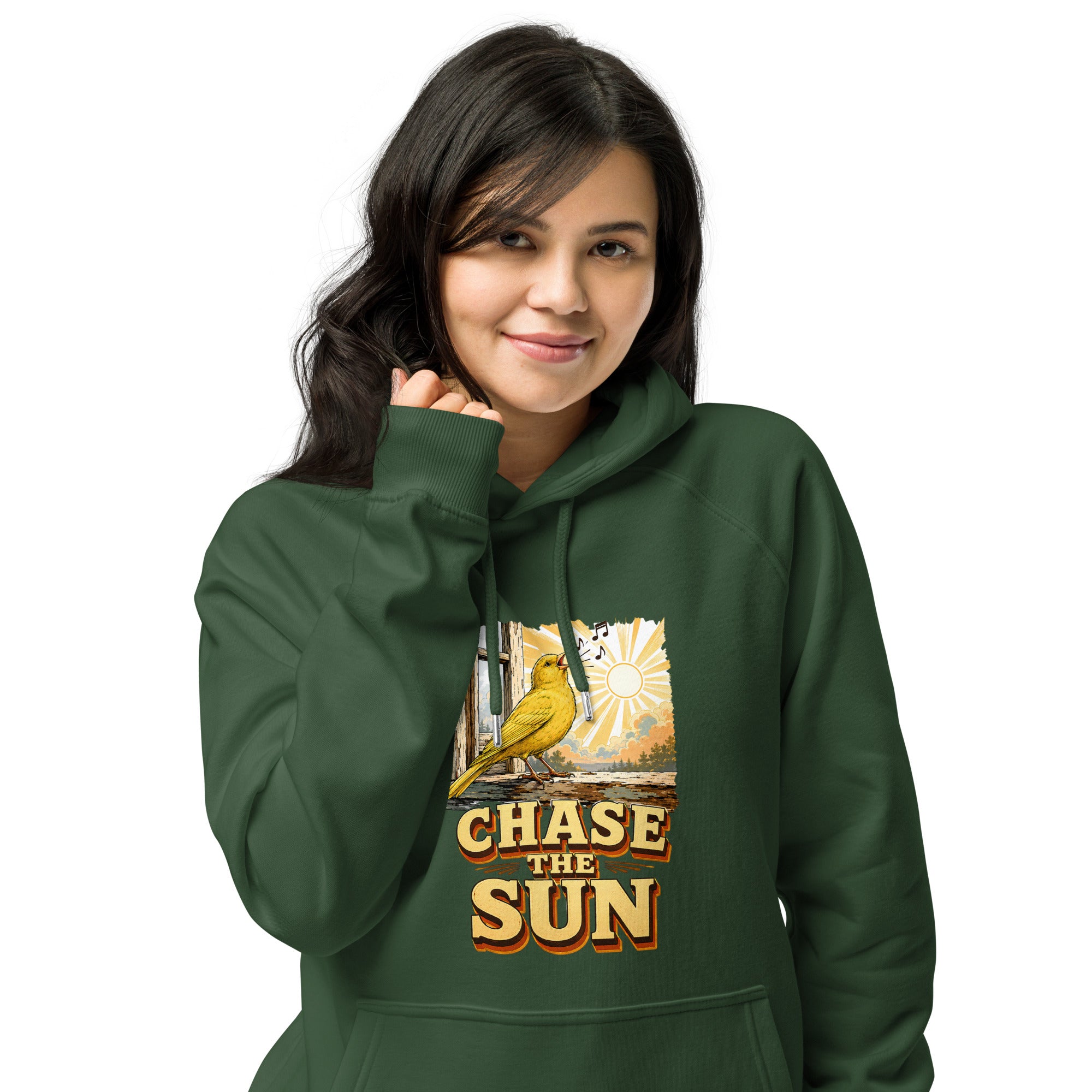 Vintage Chase The Sun Eco Raglan Hoodie Canary Lovers Hooded Sweatshirt H18 by printfluence.net