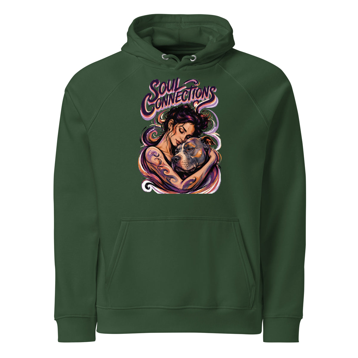 Soul Connections Eco Raglan Hoodie Vintage Pitbull Lovers Sustainable Pullover by printfluence.net