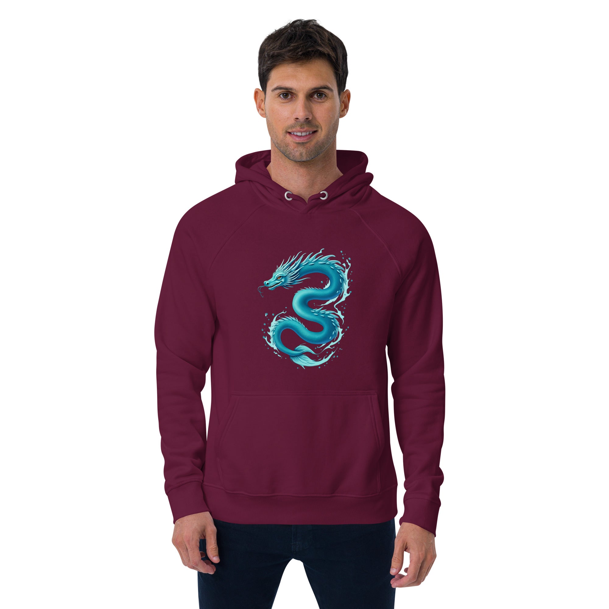 Unisex eco raglan hoodie - Elite Water Dragon Hoodie – Cosmic Power for Champions by printfluence.net