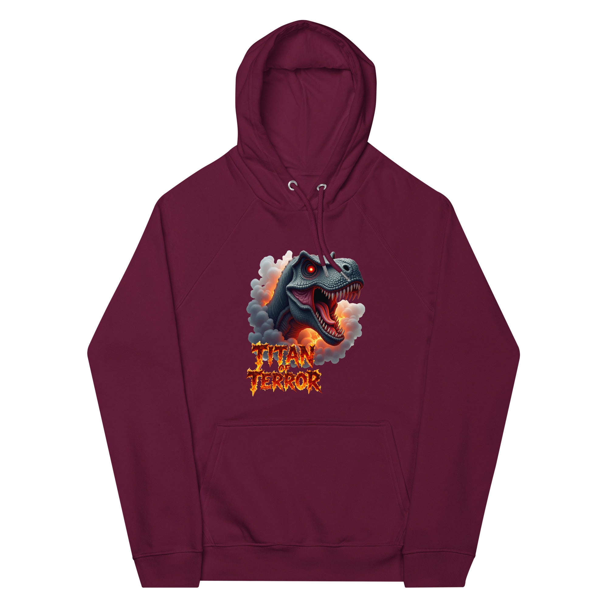 Unisex eco raglan hoodie - Titan of Terror Dino Eco Raglan Hoodie – Primal Power for Elite Dominators by printfluence.net