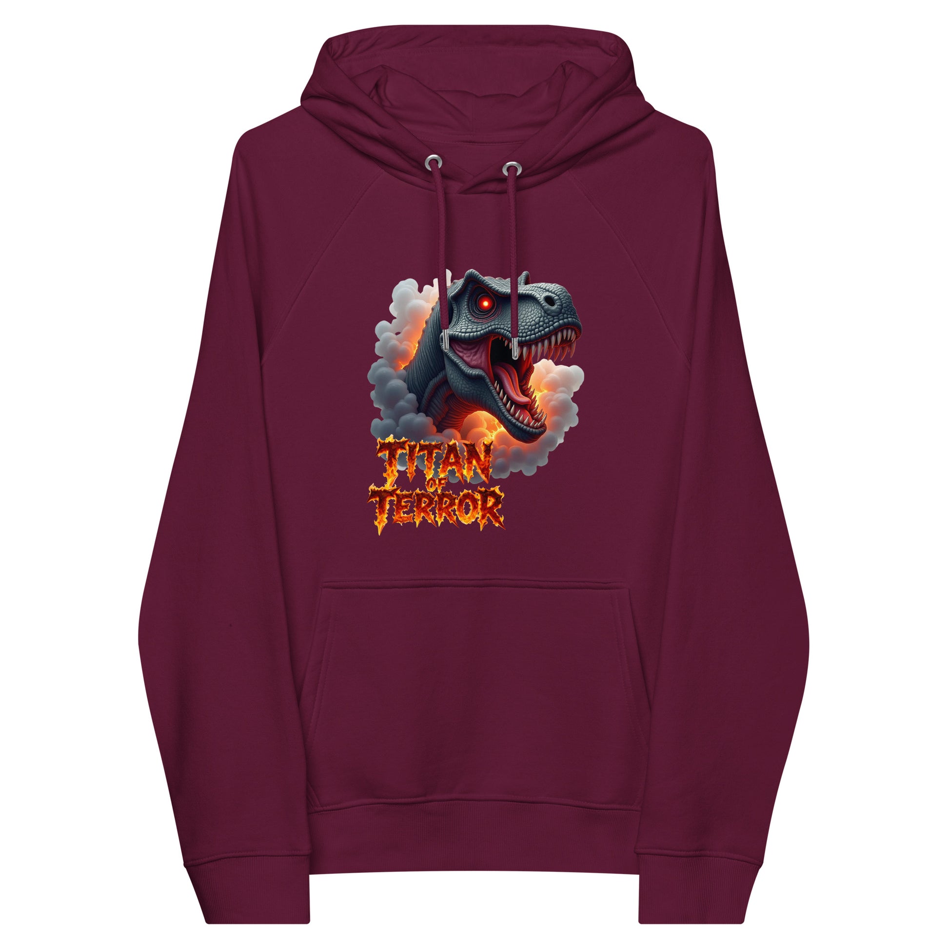 Unisex eco raglan hoodie - Titan of Terror Dino Eco Raglan Hoodie – Primal Power for Elite Dominators by printfluence.net