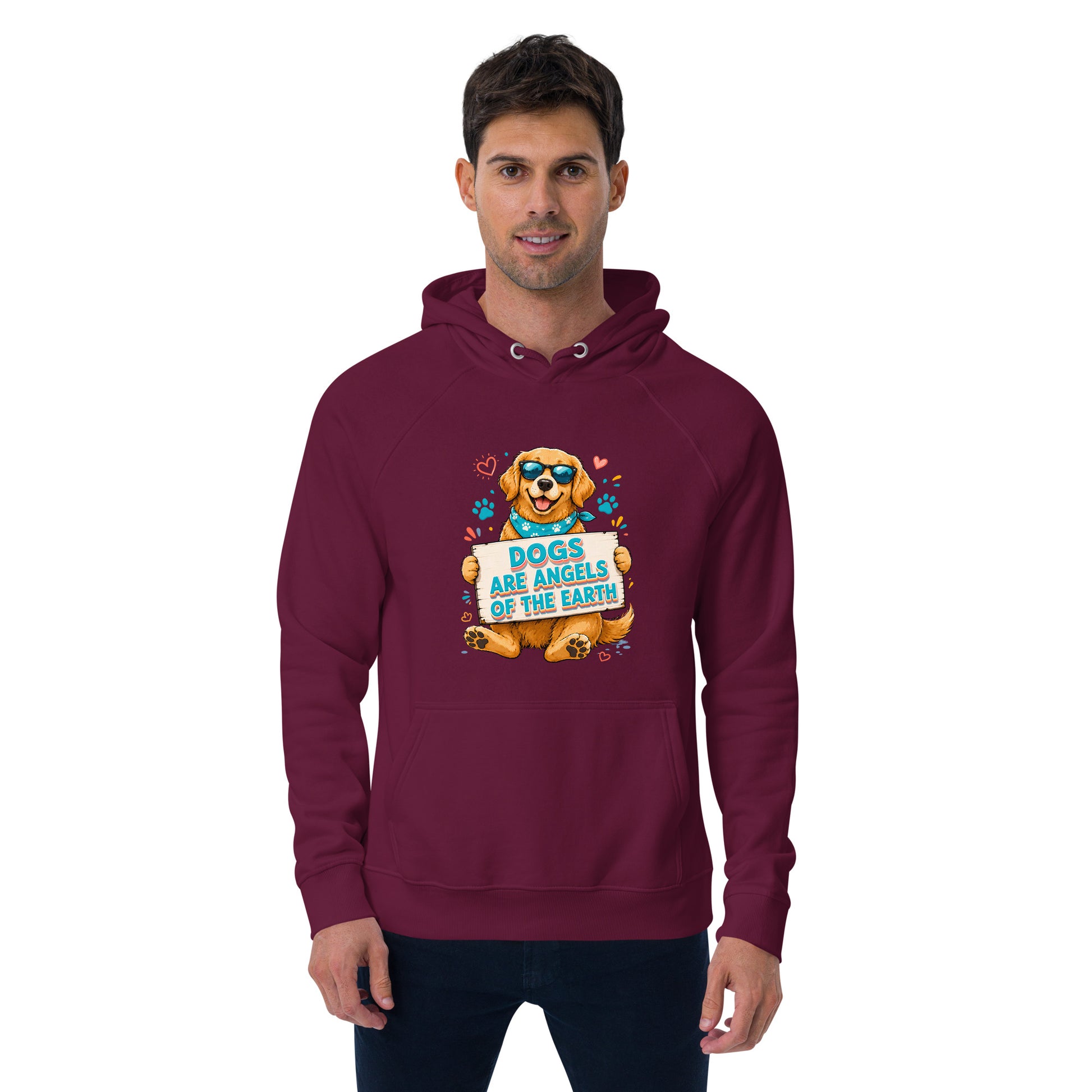 Elite Dogs Are Angels - Premium Luxury Golden Retriever Dog Lovers Eco Raglan Hoodie by printfluence.net