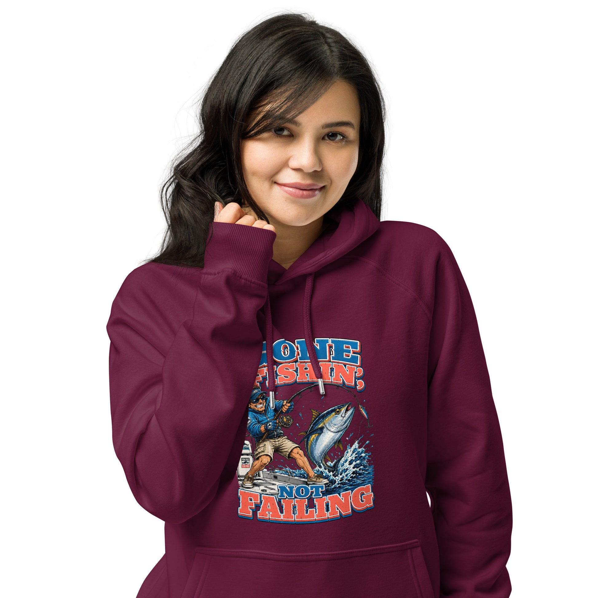 Gone Fishin Not Failing Eco Raglan Hoodie - Premium Fishing Lovers Graphic Sweatshirt for Anglers by printfluence.net