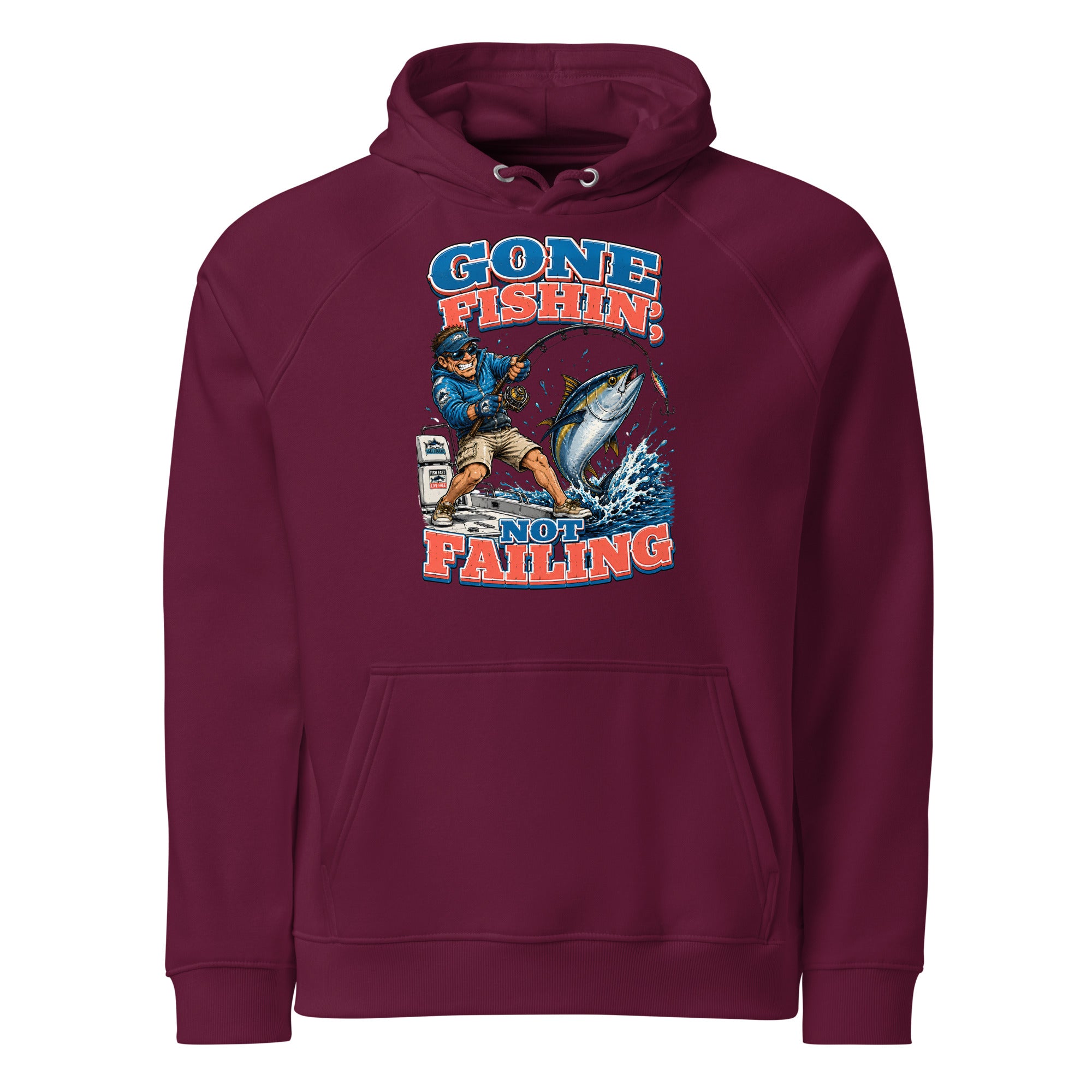 Gone Fishin Not Failing Eco Raglan Hoodie - Premium Fishing Lovers Graphic Sweatshirt for Anglers by printfluence.net