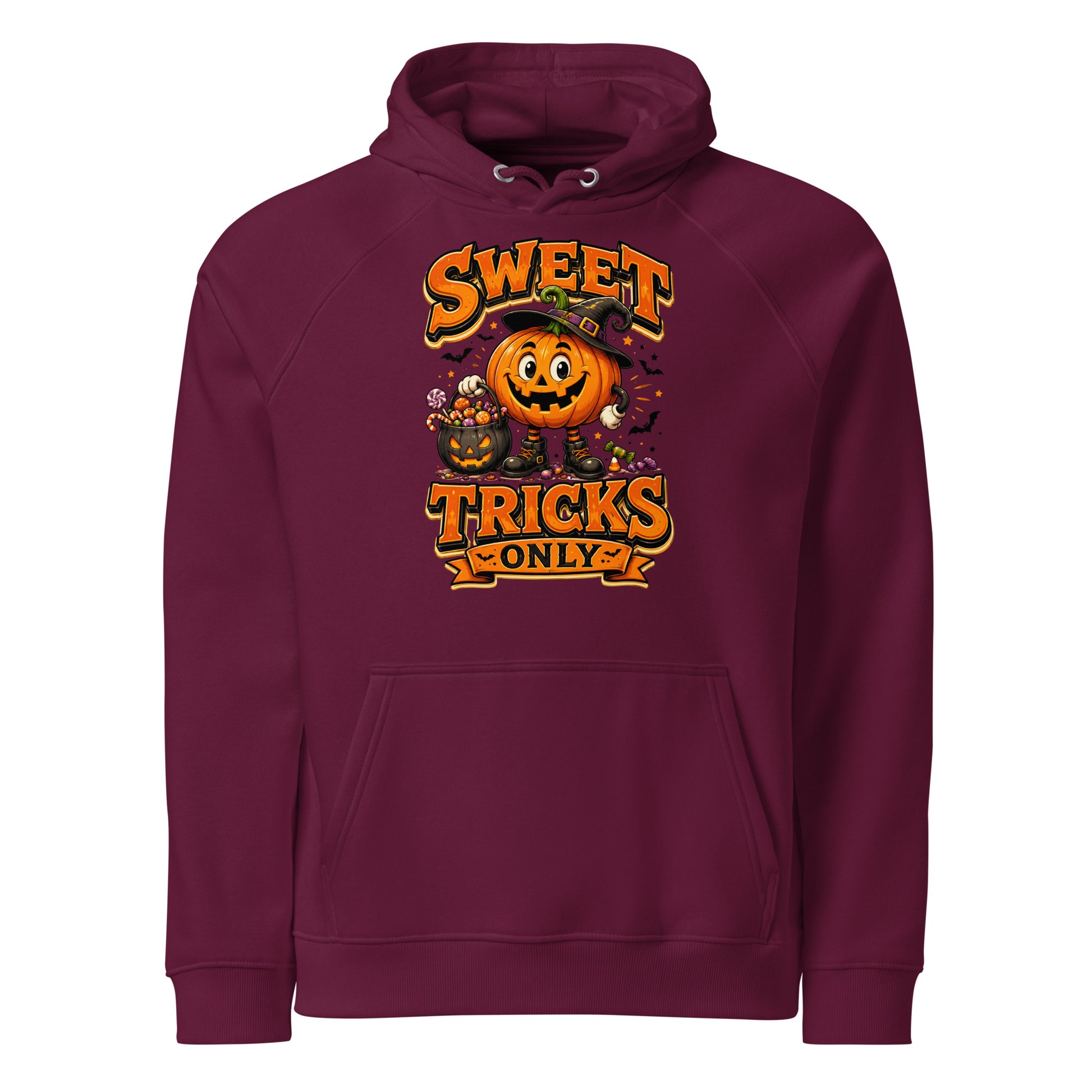 Vintage Halloween Pumpkin Horror & Mystery Unisex Eco Raglan Hoodie by printfluence.net