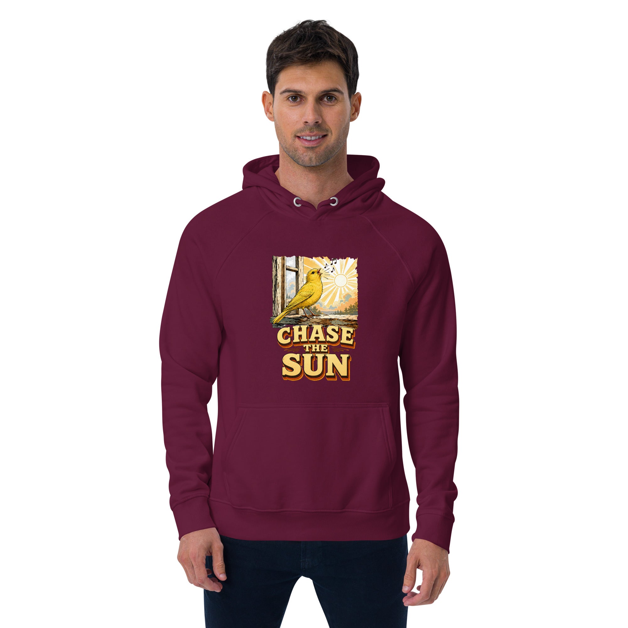 Vintage Chase The Sun Eco Raglan Hoodie Canary Lovers Hooded Sweatshirt H18 by printfluence.net