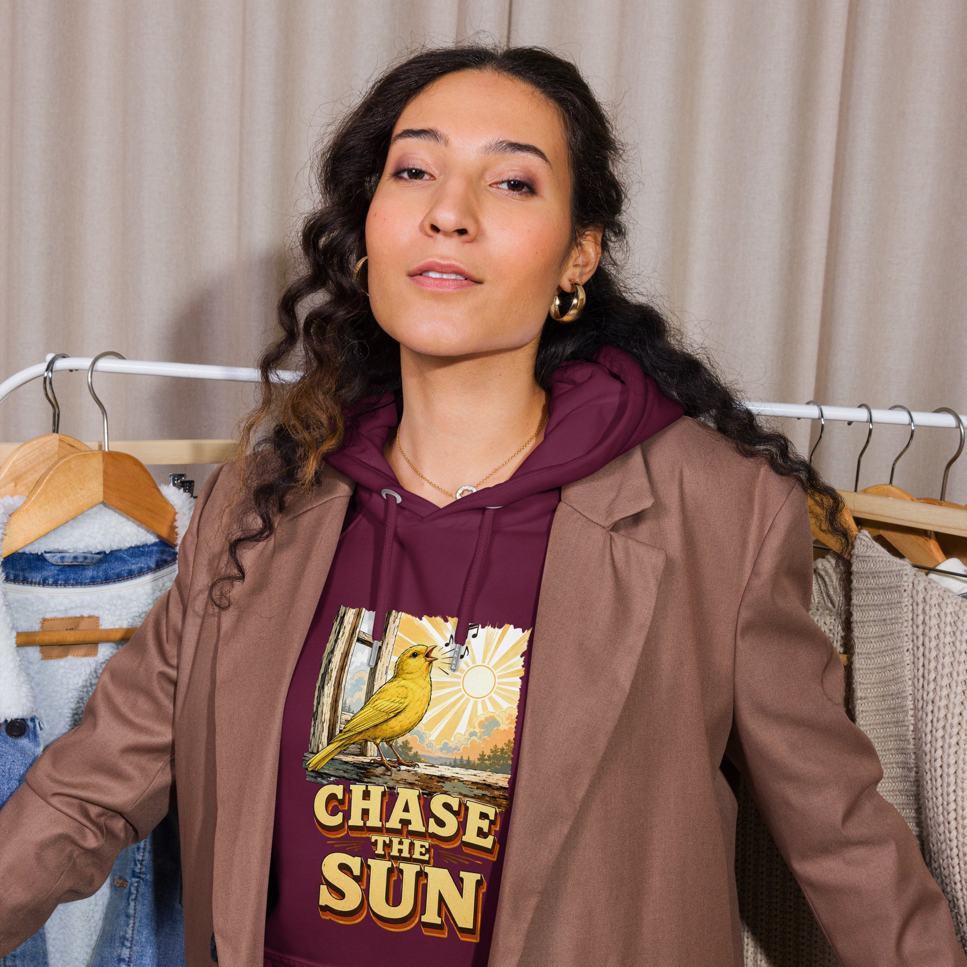 Vintage Chase The Sun Eco Raglan Hoodie Canary Lovers Hooded Sweatshirt H18 by printfluence.net