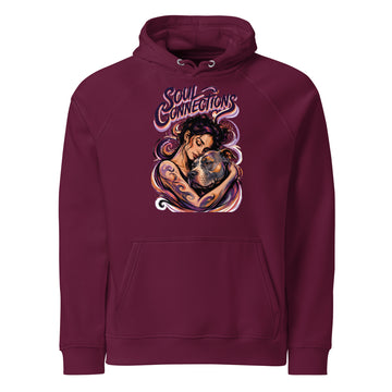 Soul Connections Eco Raglan Hoodie Vintage Pitbull Lovers Sustainable Pullover by printfluence.net