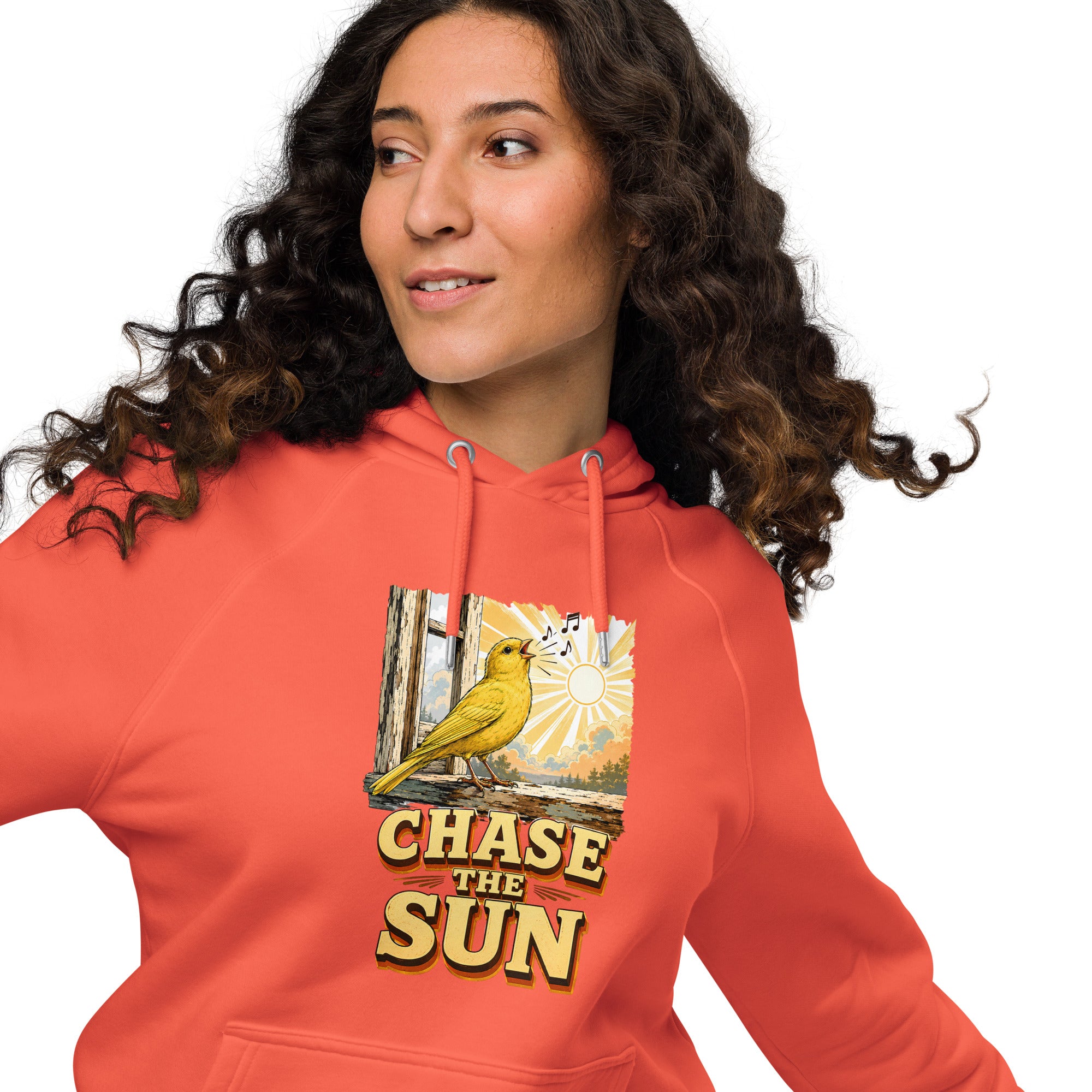 Vintage Chase The Sun Eco Raglan Hoodie Canary Lovers Hooded Sweatshirt H18 by printfluence.net