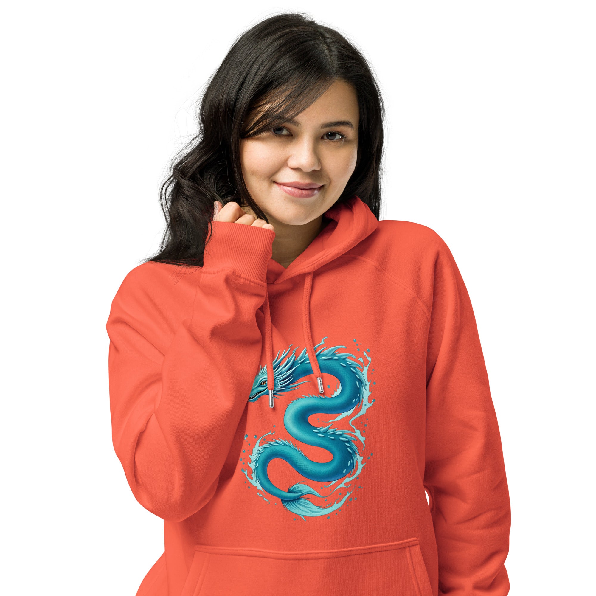 Unisex eco raglan hoodie - Elite Water Dragon Hoodie – Cosmic Power for Champions by printfluence.net