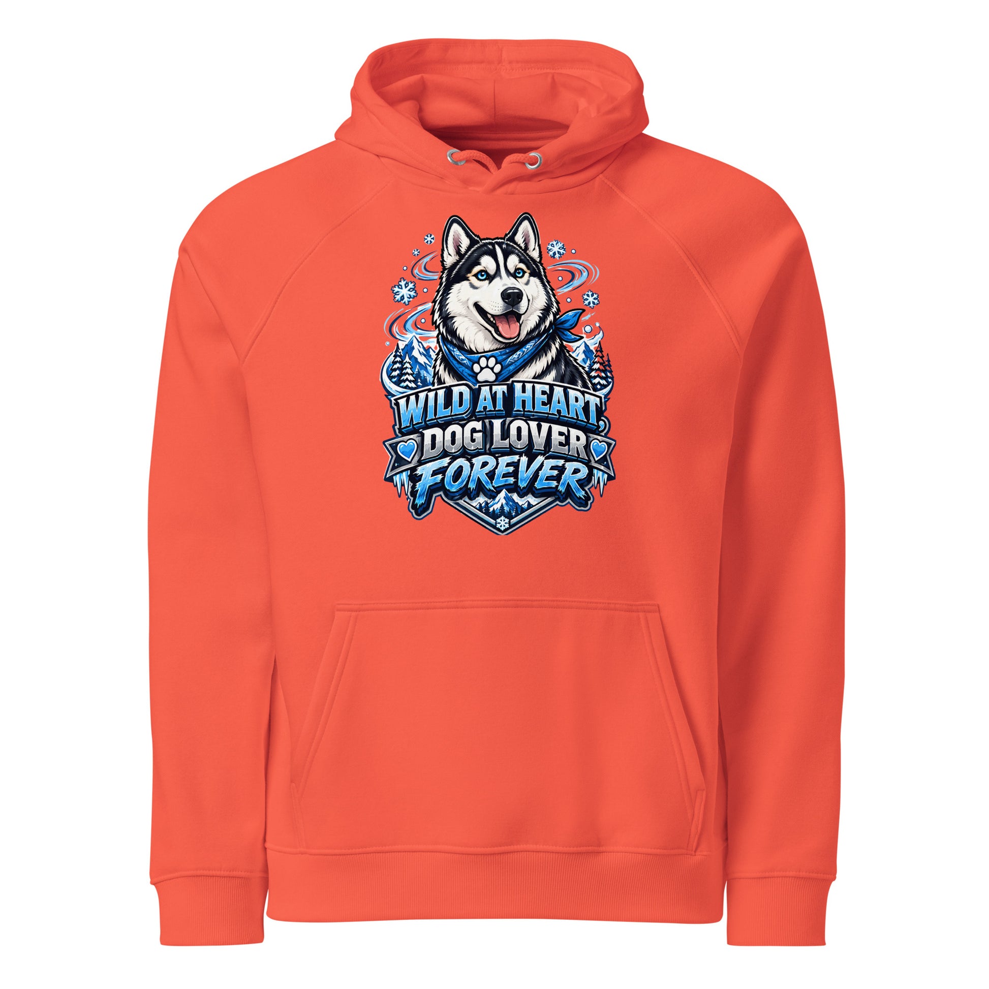 Wild at Heart Husky Blue Eyes Unisex Eco Raglan Hoodie - Sustainable Winter Graphic Pullover by printfluence.net