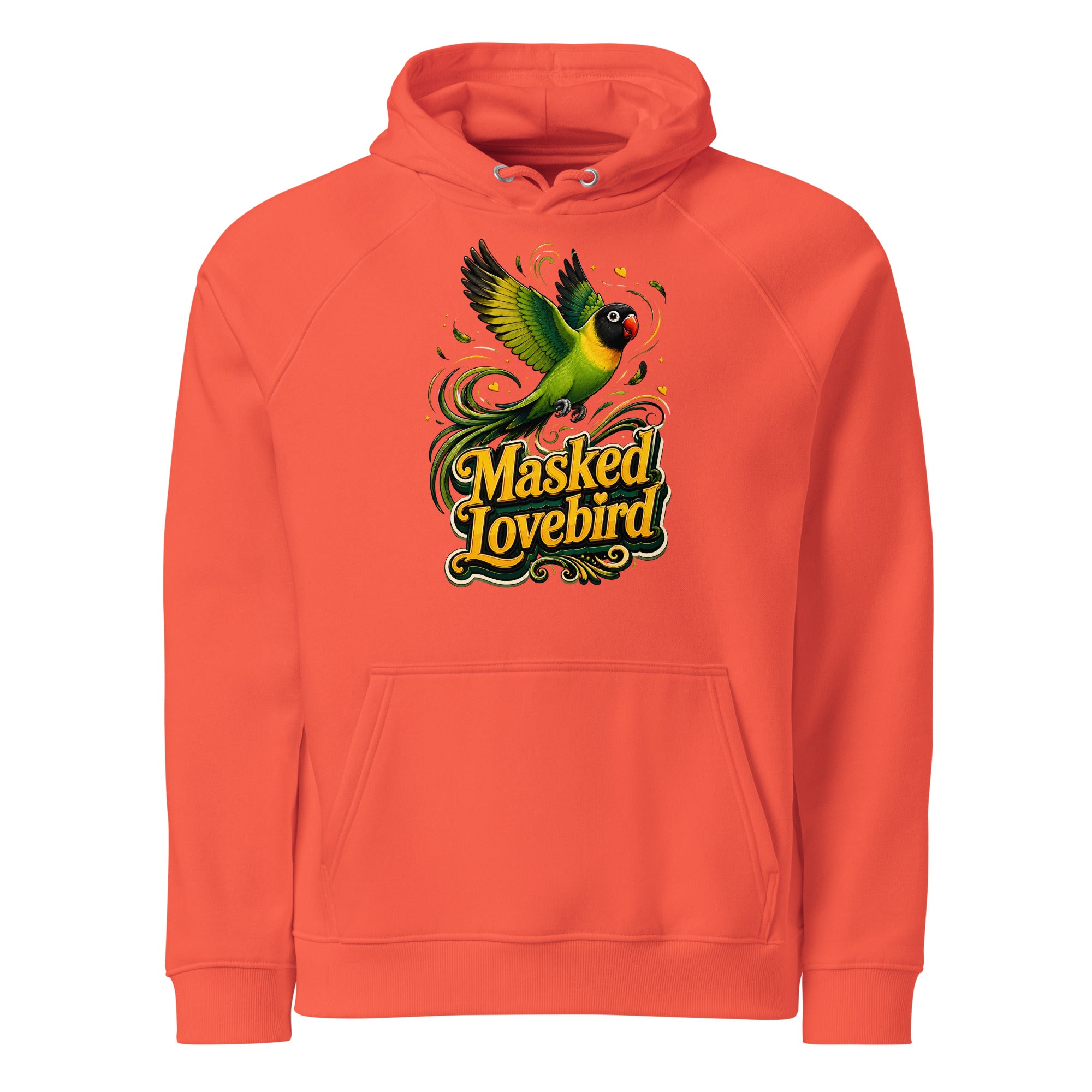 Unisex Eco Raglan Hoodie – Masked Lovebird Lovers Edition by printfluence.net